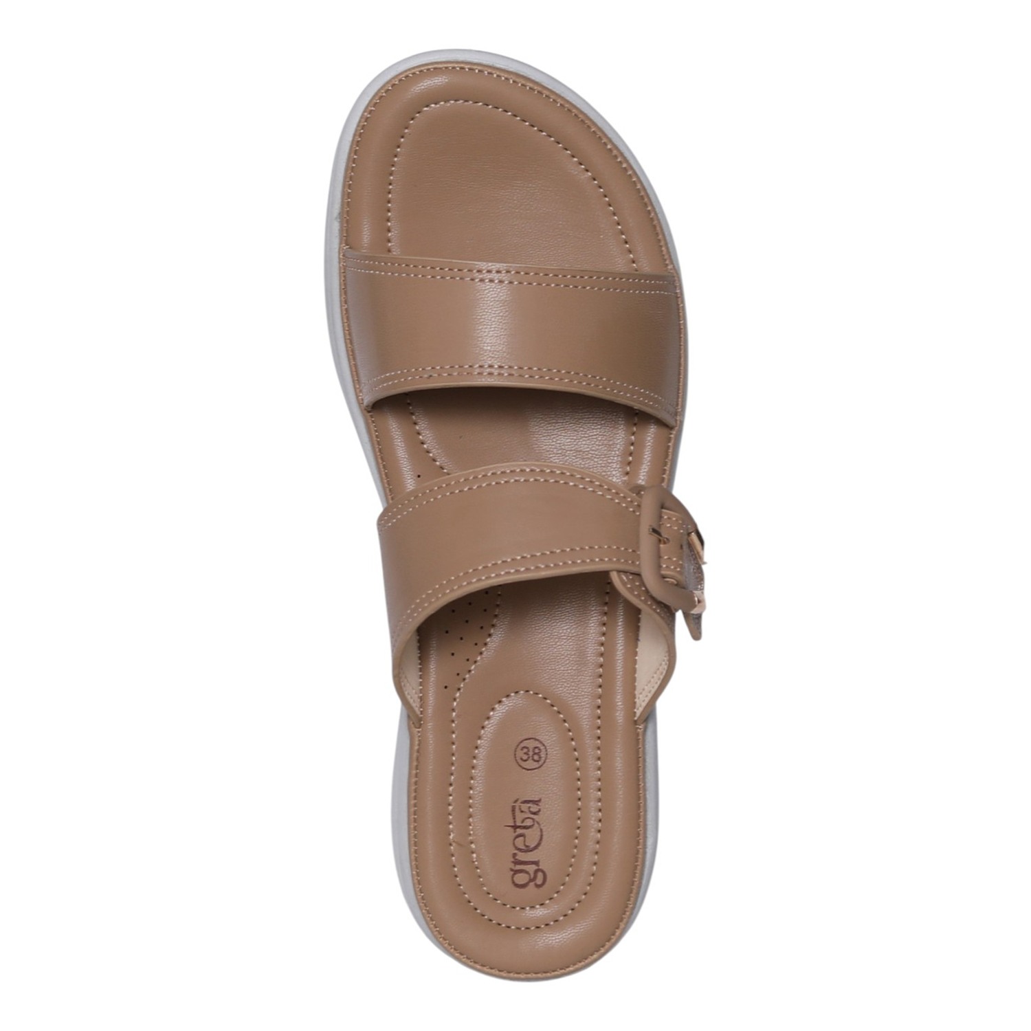 greta | Women Taupe Dual-Strap Comfort Sandals|3