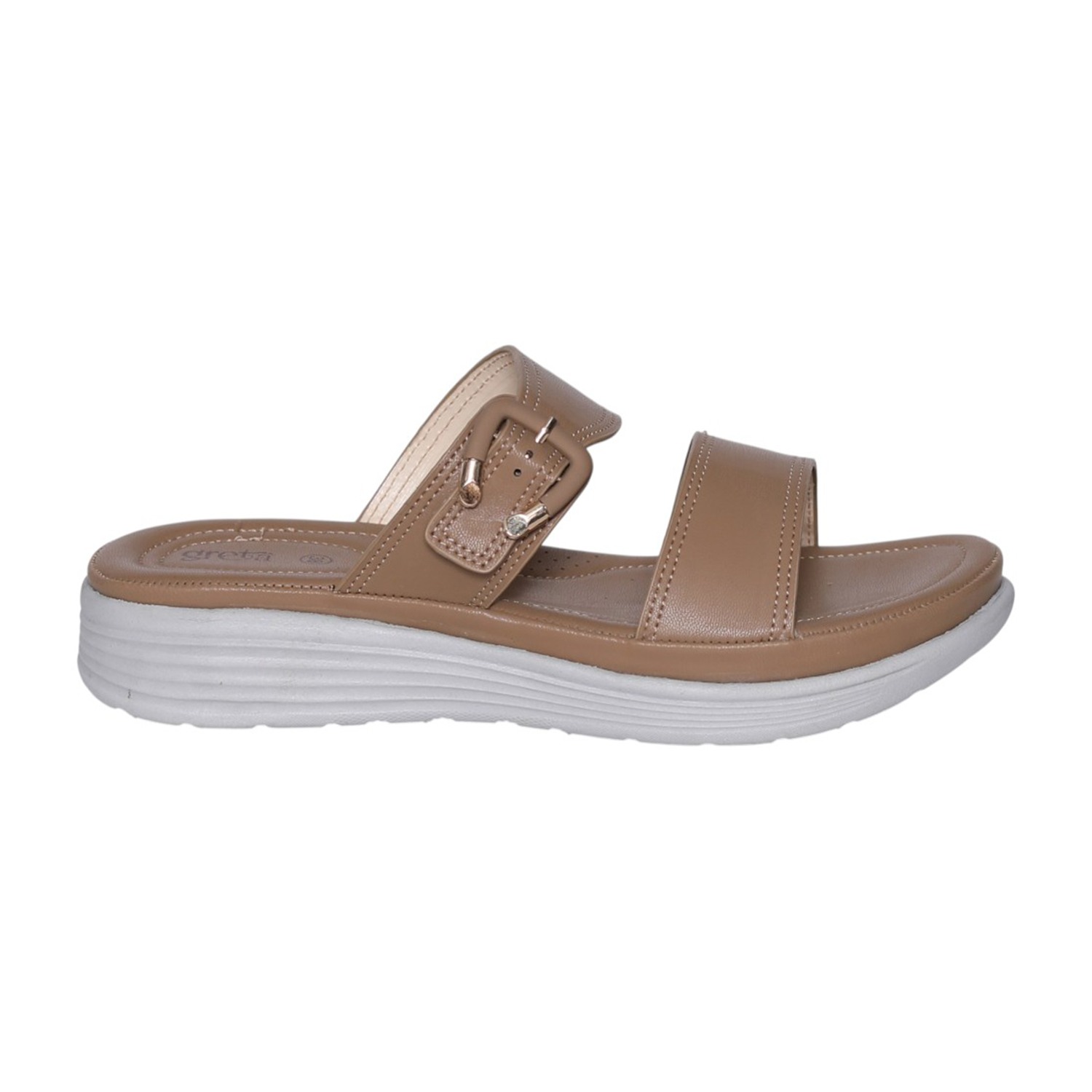 greta | Women Taupe Dual-Strap Comfort Sandals|2
