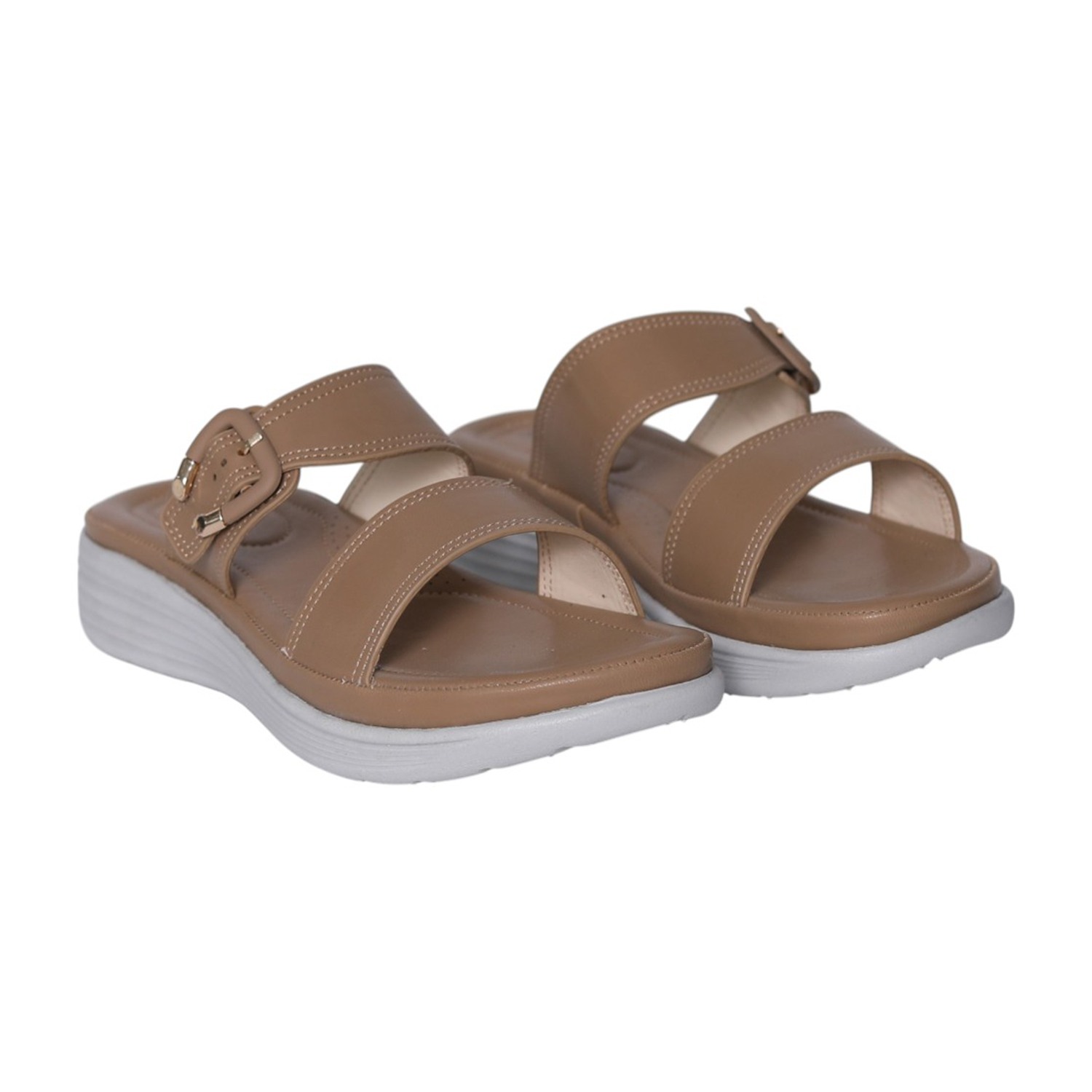 greta | Women Taupe Dual-Strap Comfort Sandals|1