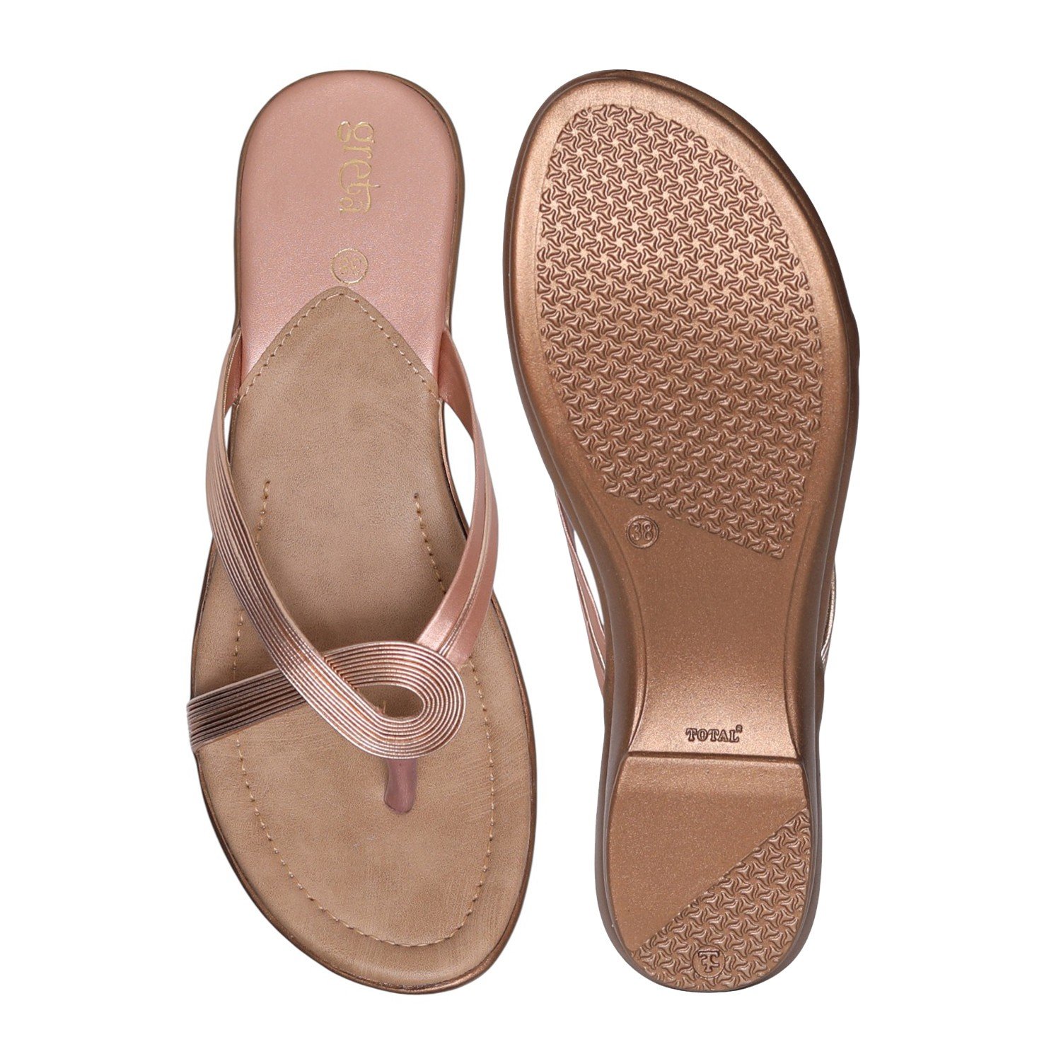 Greta Women’s Rose Gold Black Sandals