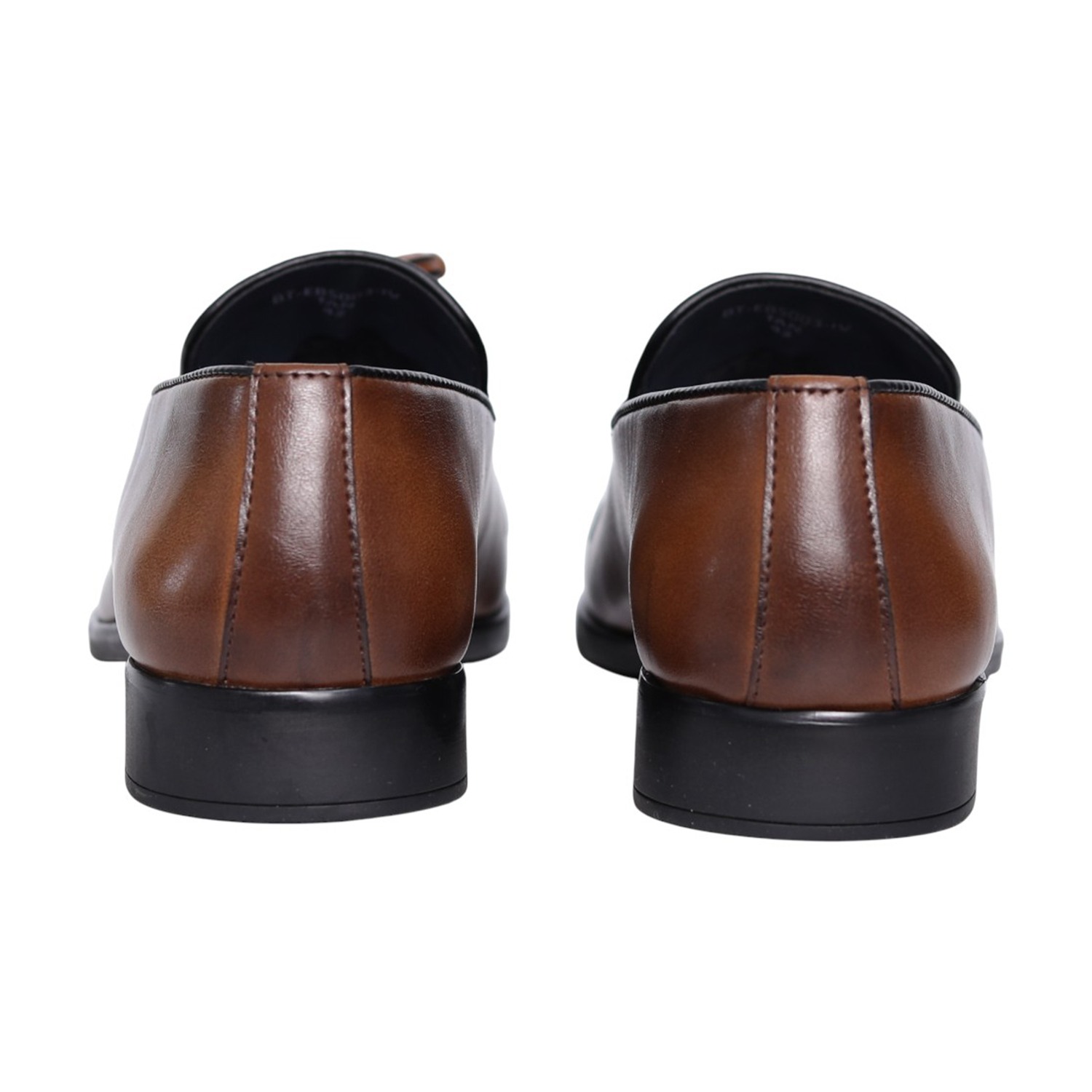 Men Tan Leather Tassel Loafers with Woven Toe Detail
