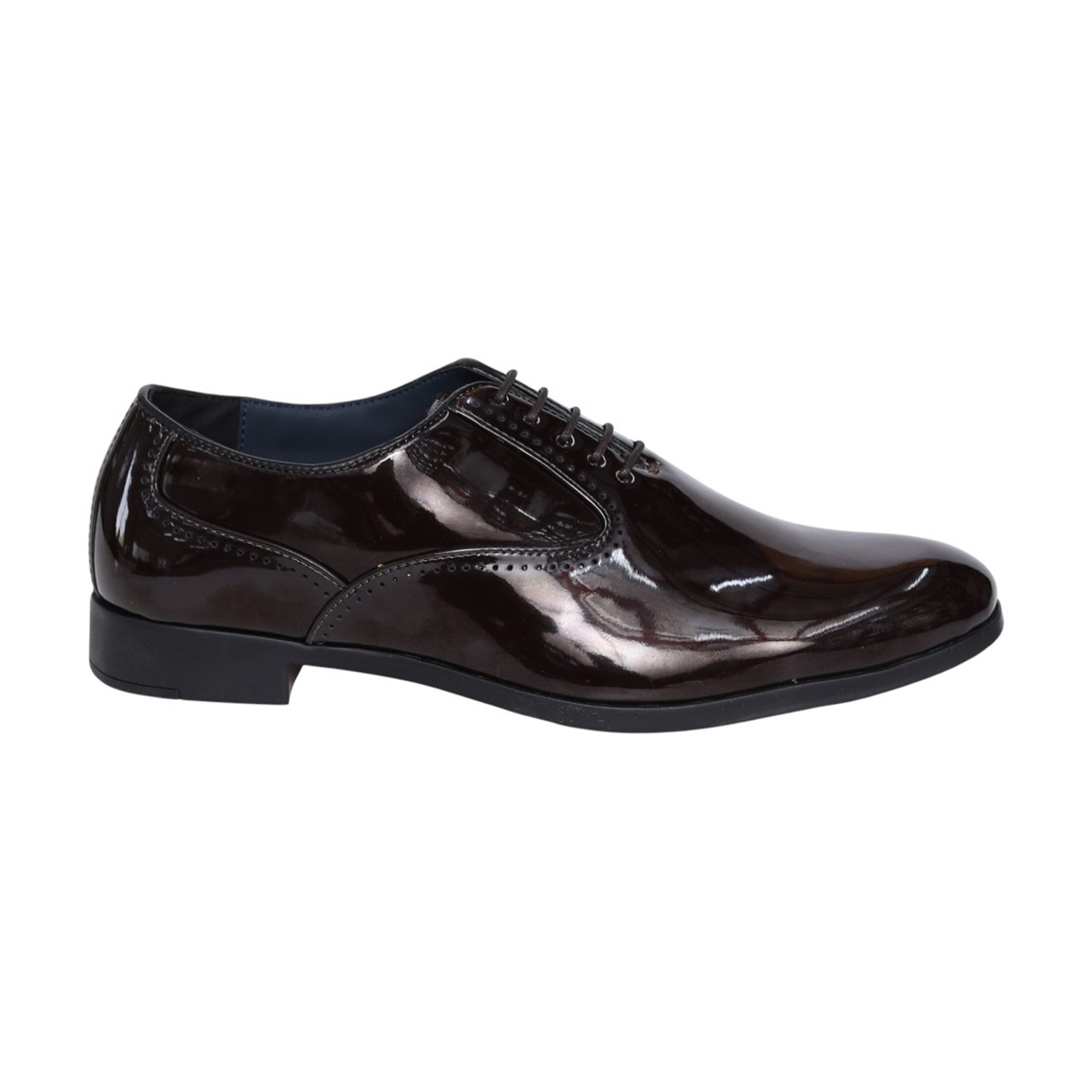 Men Patent Leather Maroon Oxford Shoes