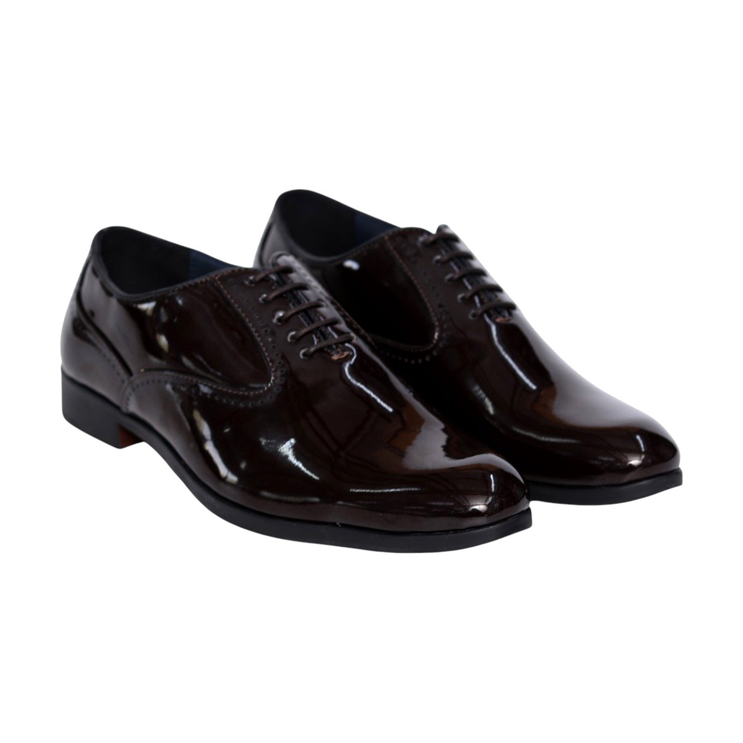 Men Patent Leather Maroon Oxford Shoes