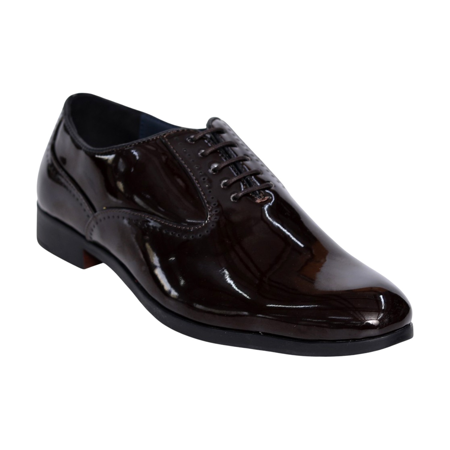 Men Patent Leather Maroon Oxford Shoes