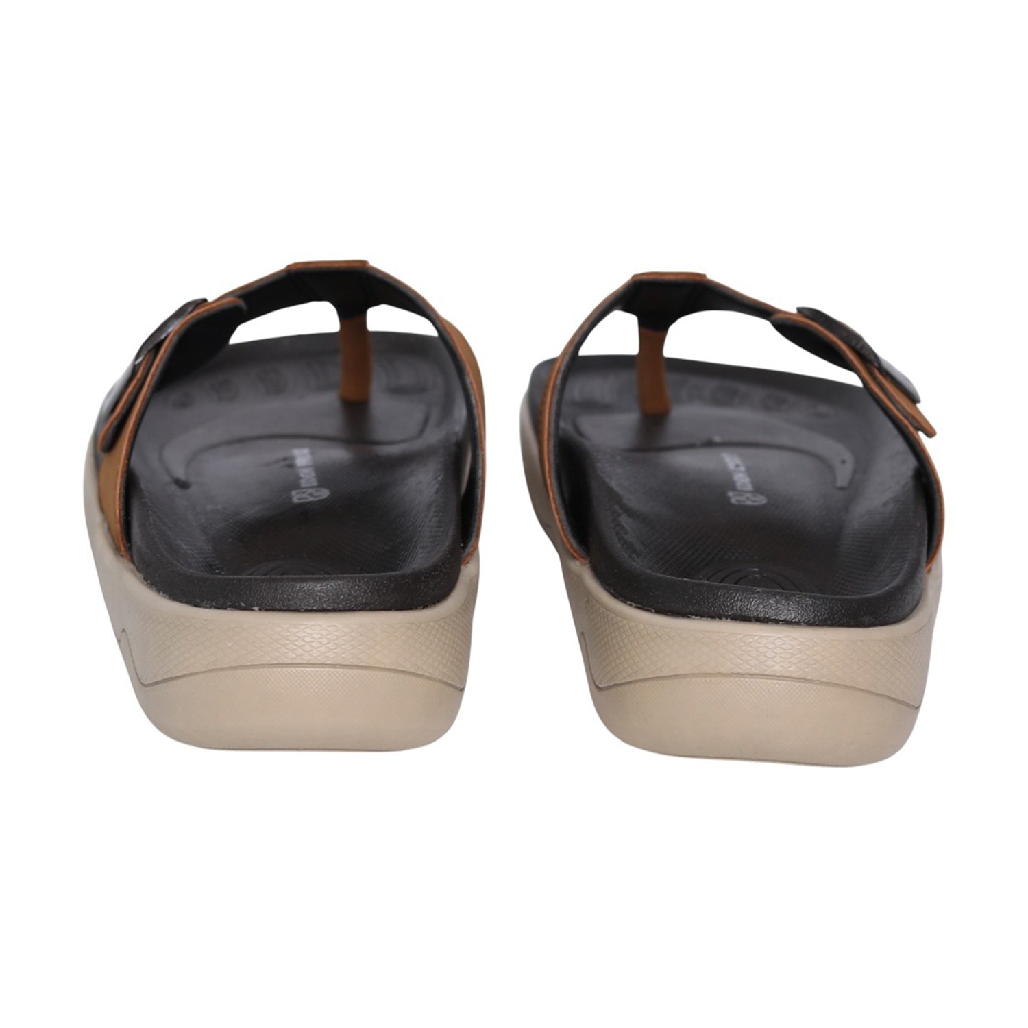 Men Tan Comfort Thong Sandals with Buckle Strap