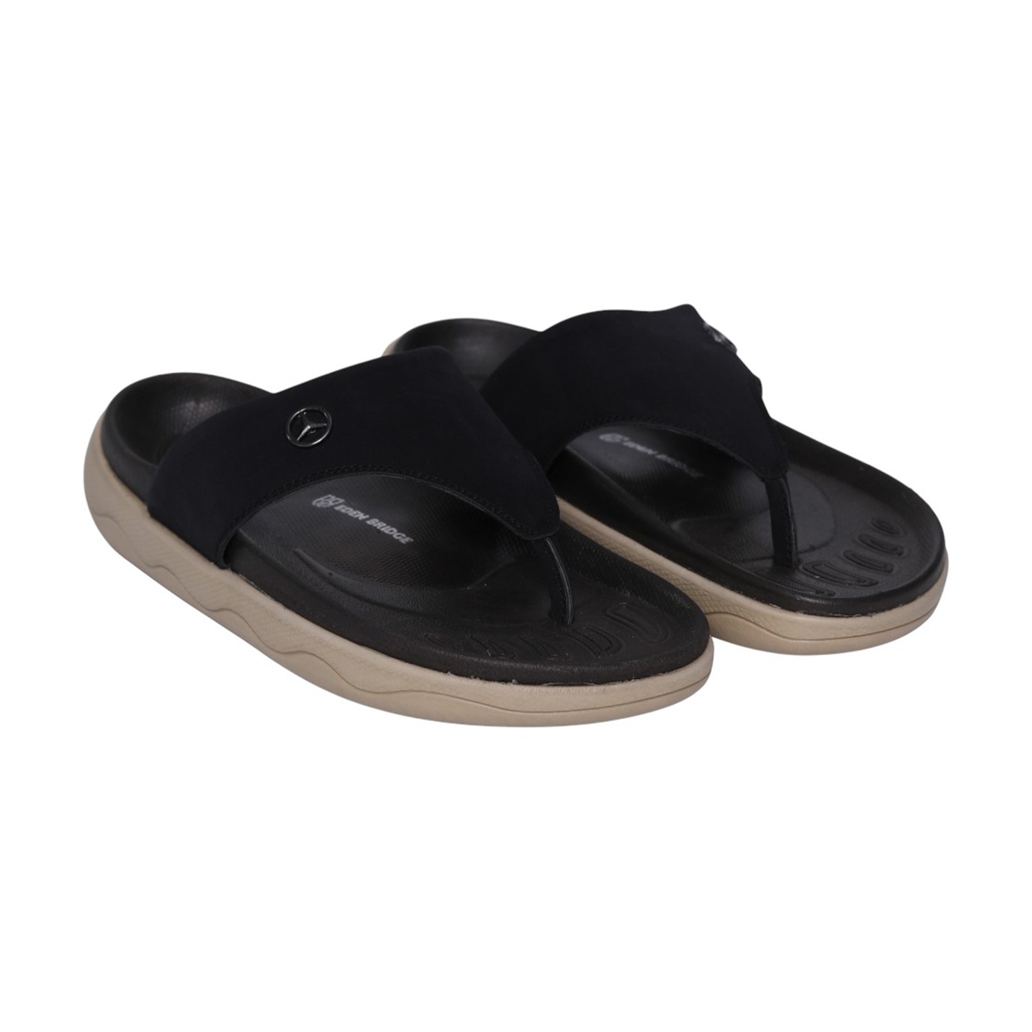 Men Classic Black Thong Slides