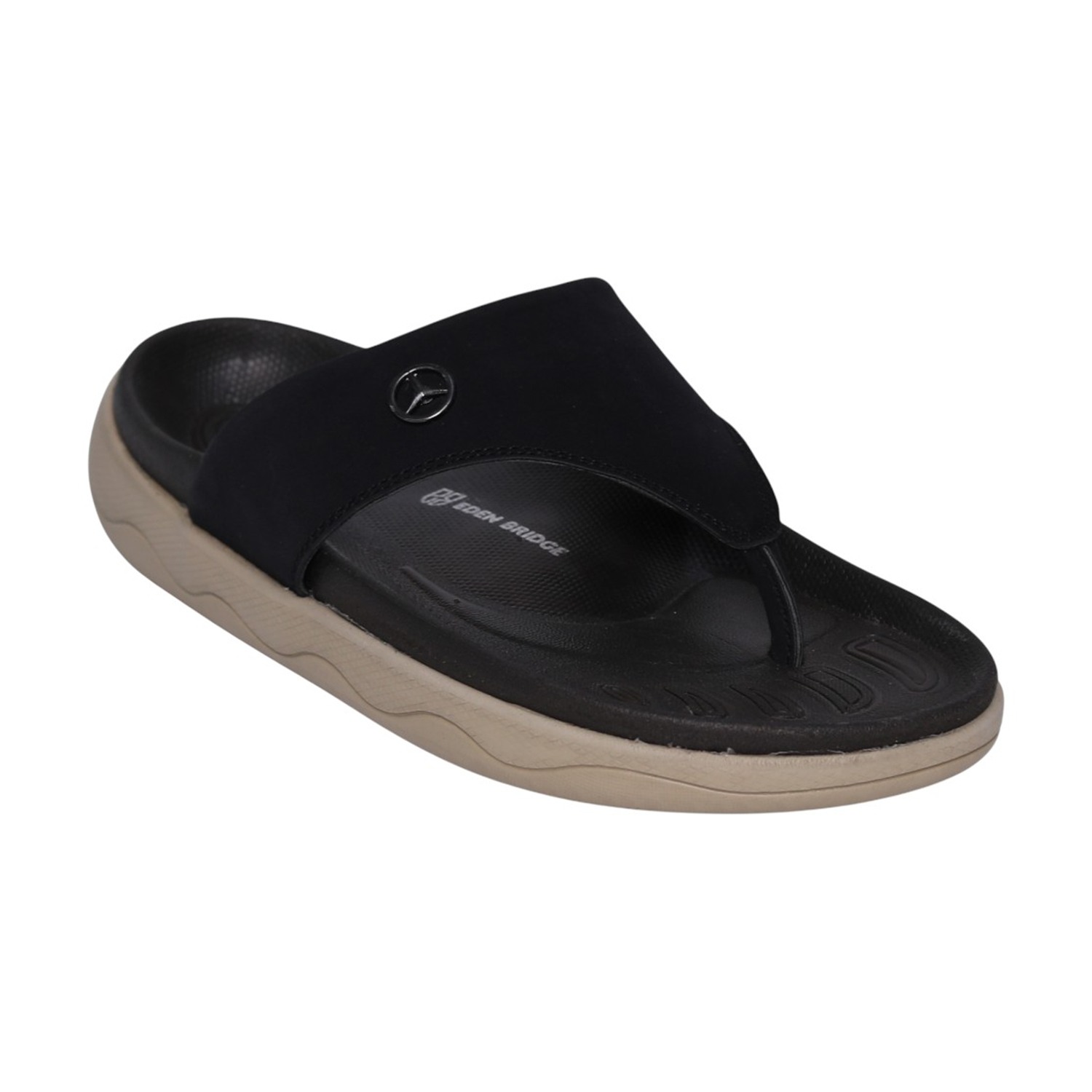 Men Classic Black Thong Slides