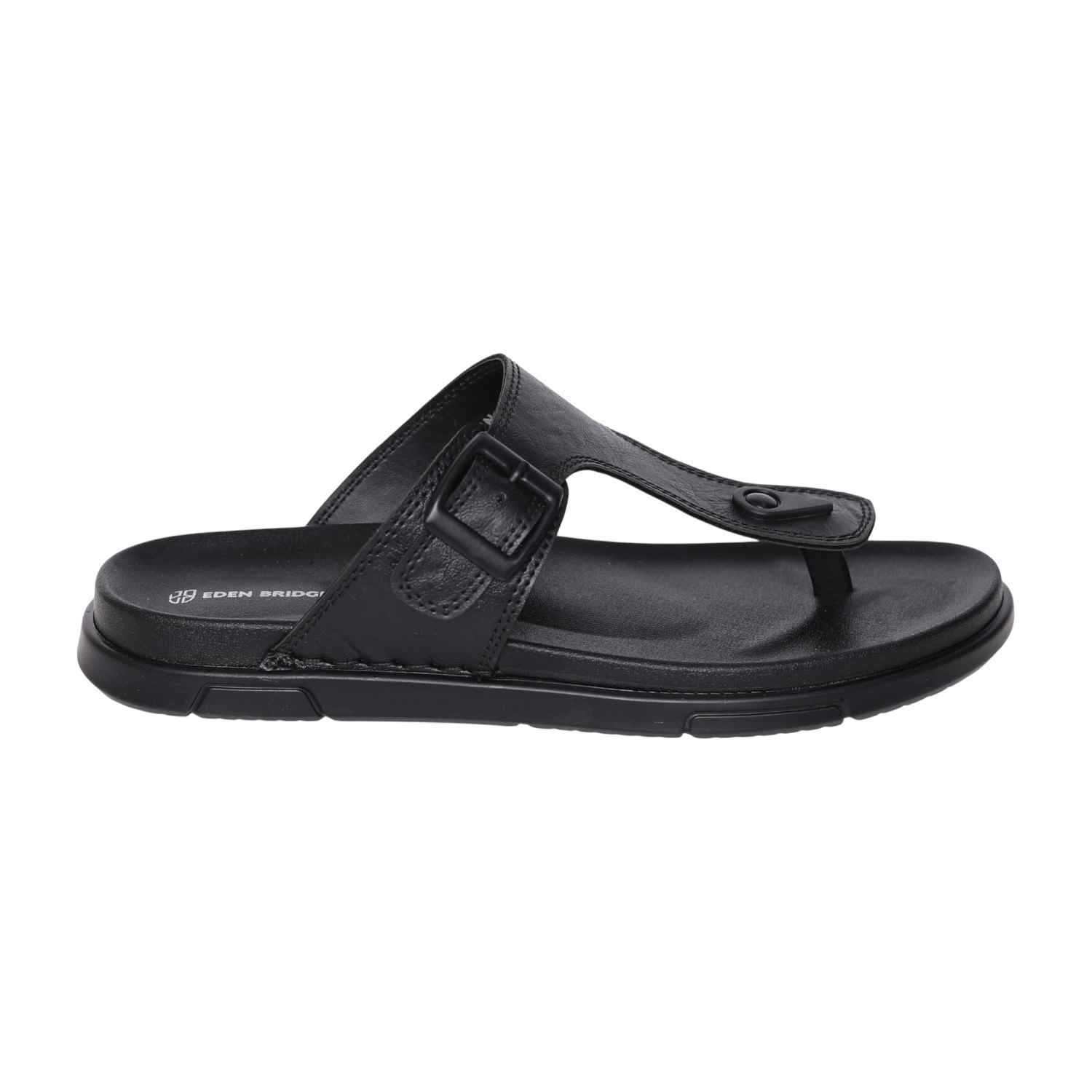 Men’s Comfortable Slip-On Black Sandals with Adjustable Buckle