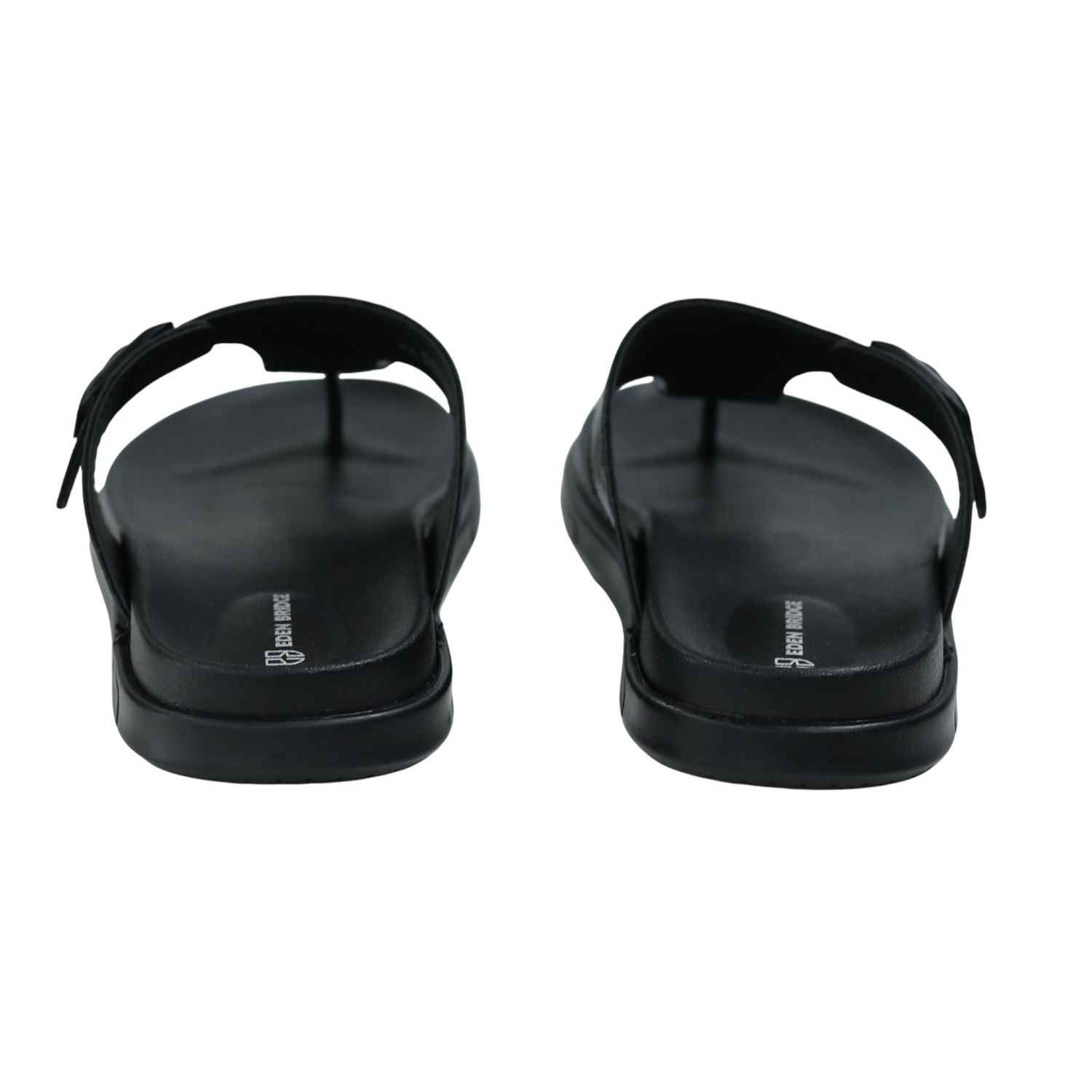 Men’s Comfortable Slip-On Black Sandals with Adjustable Buckle
