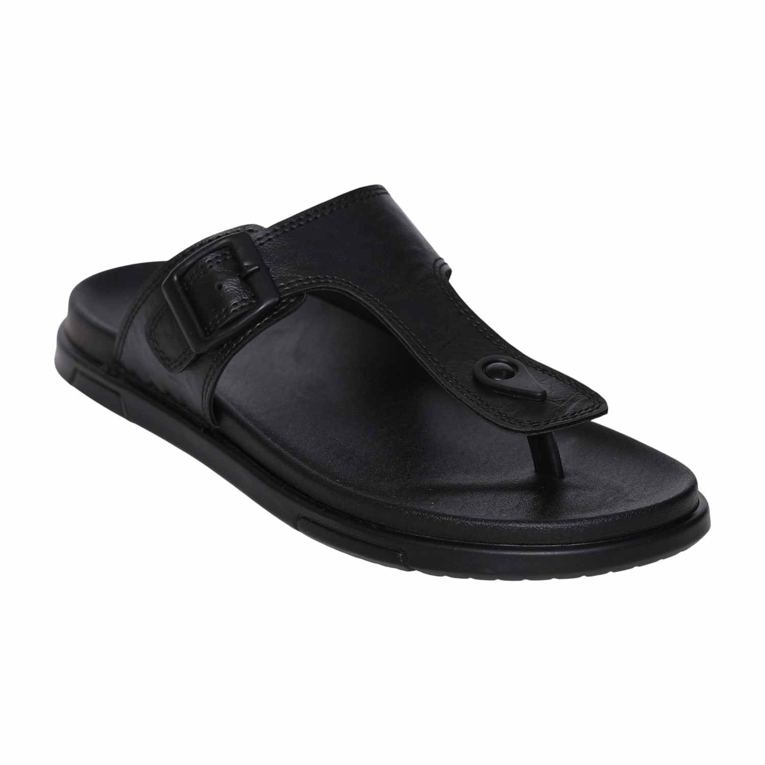 Men’s Comfortable Slip-On Black Sandals with Adjustable Buckle