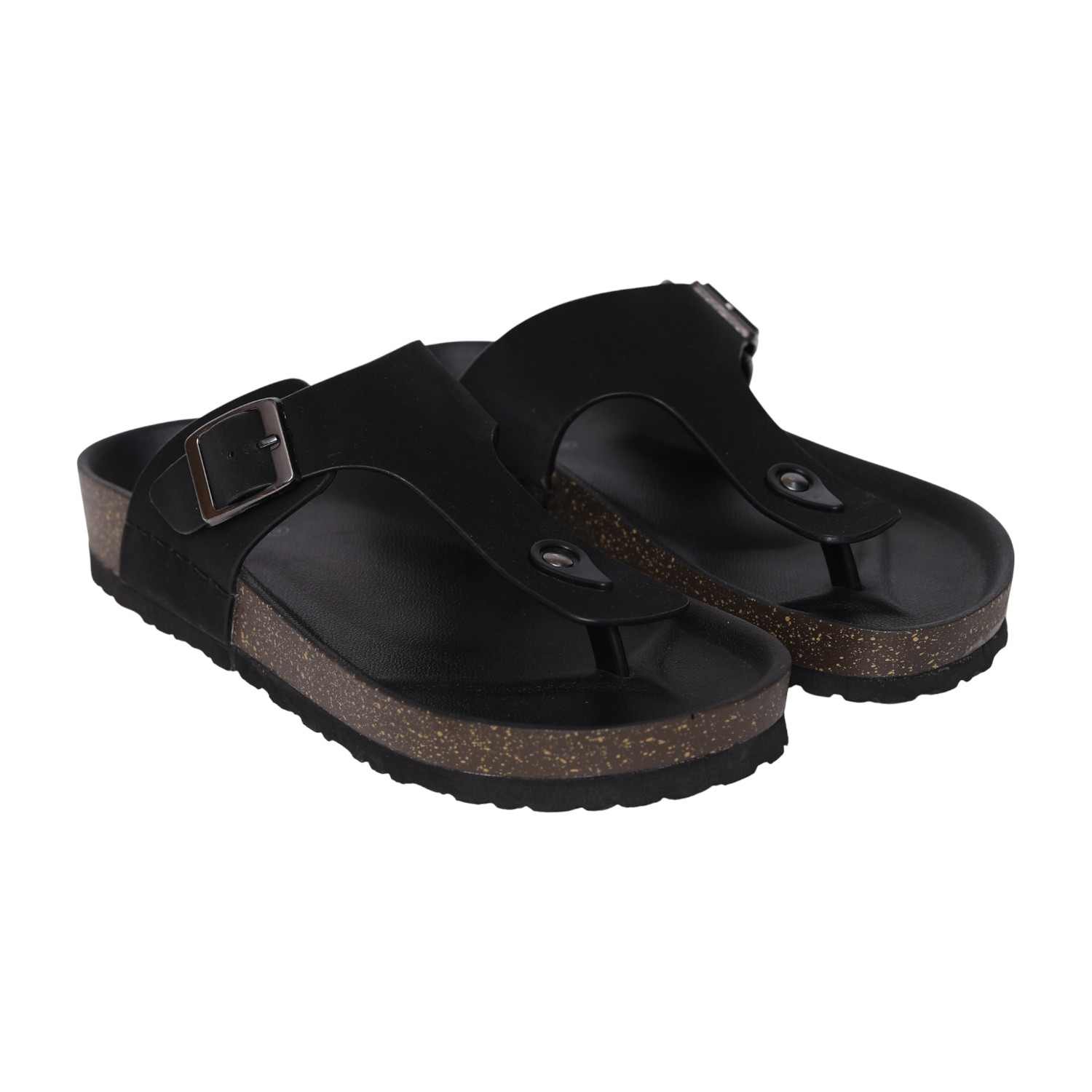 Casual Men’s Black Sandals with Buckle Strap