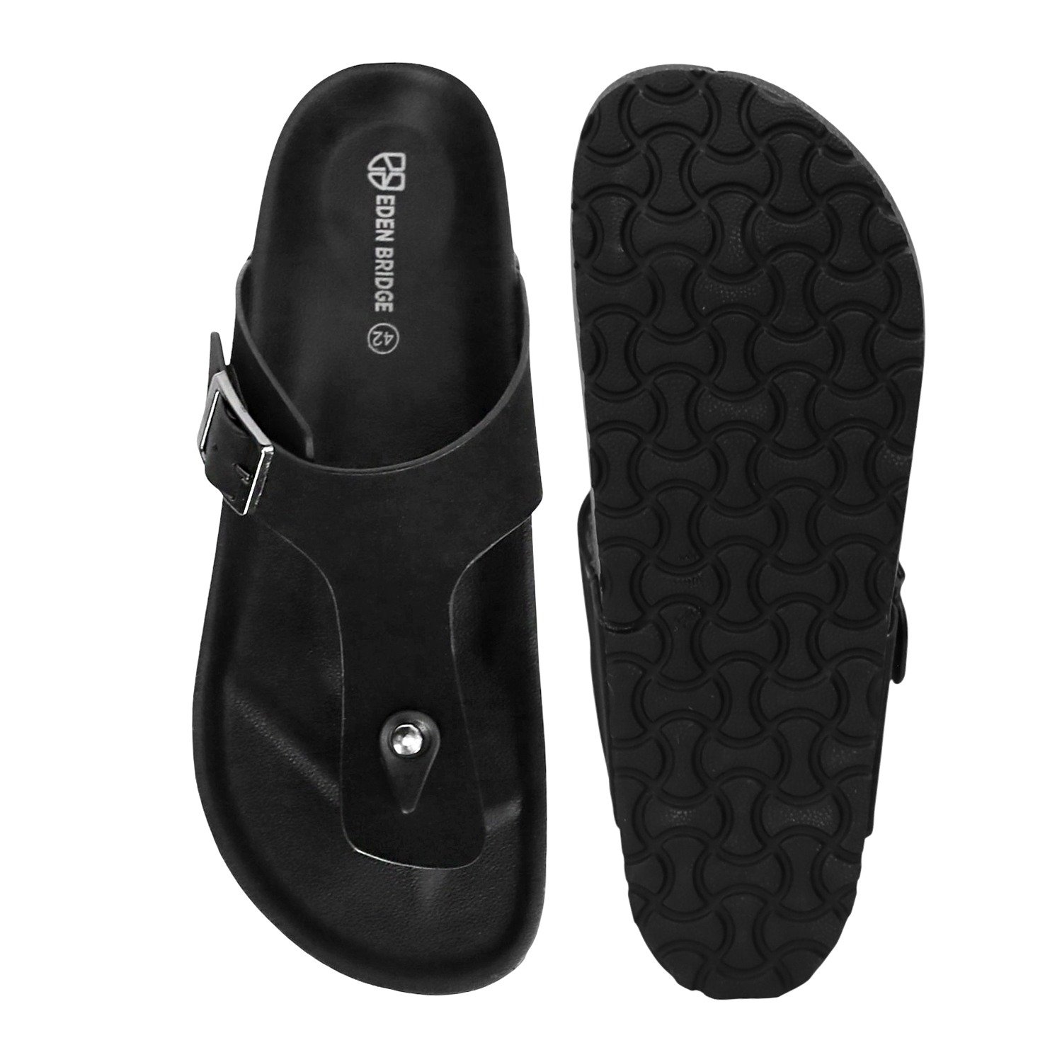 Casual Men’s Black Sandals with Buckle Strap