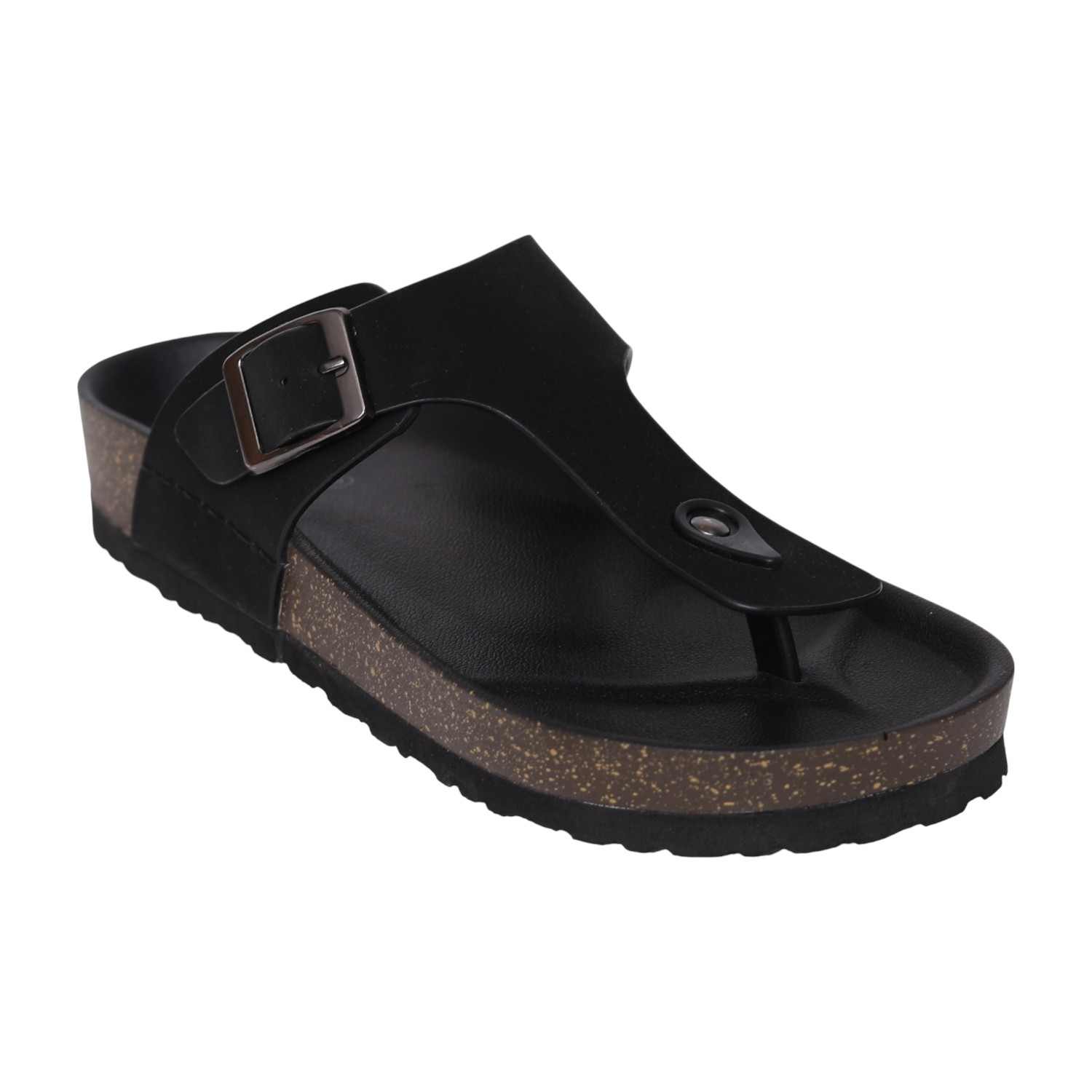 Casual Men’s Black Sandals with Buckle Strap