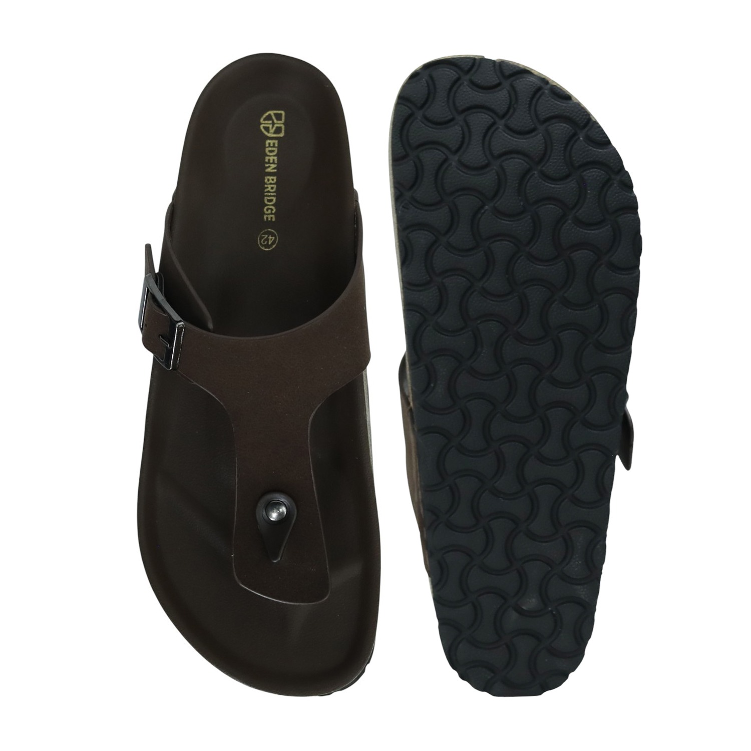 Casual Men’s Brown Sandals with Buckle Strap