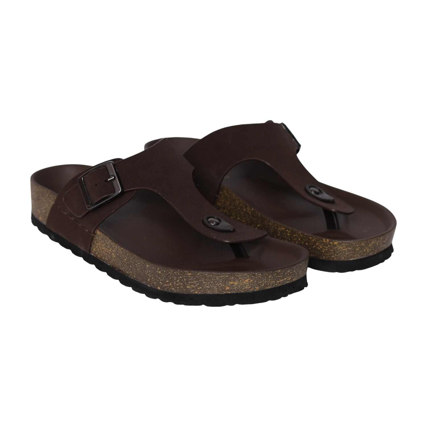 Casual Men’s Brown Sandals with Buckle Strap