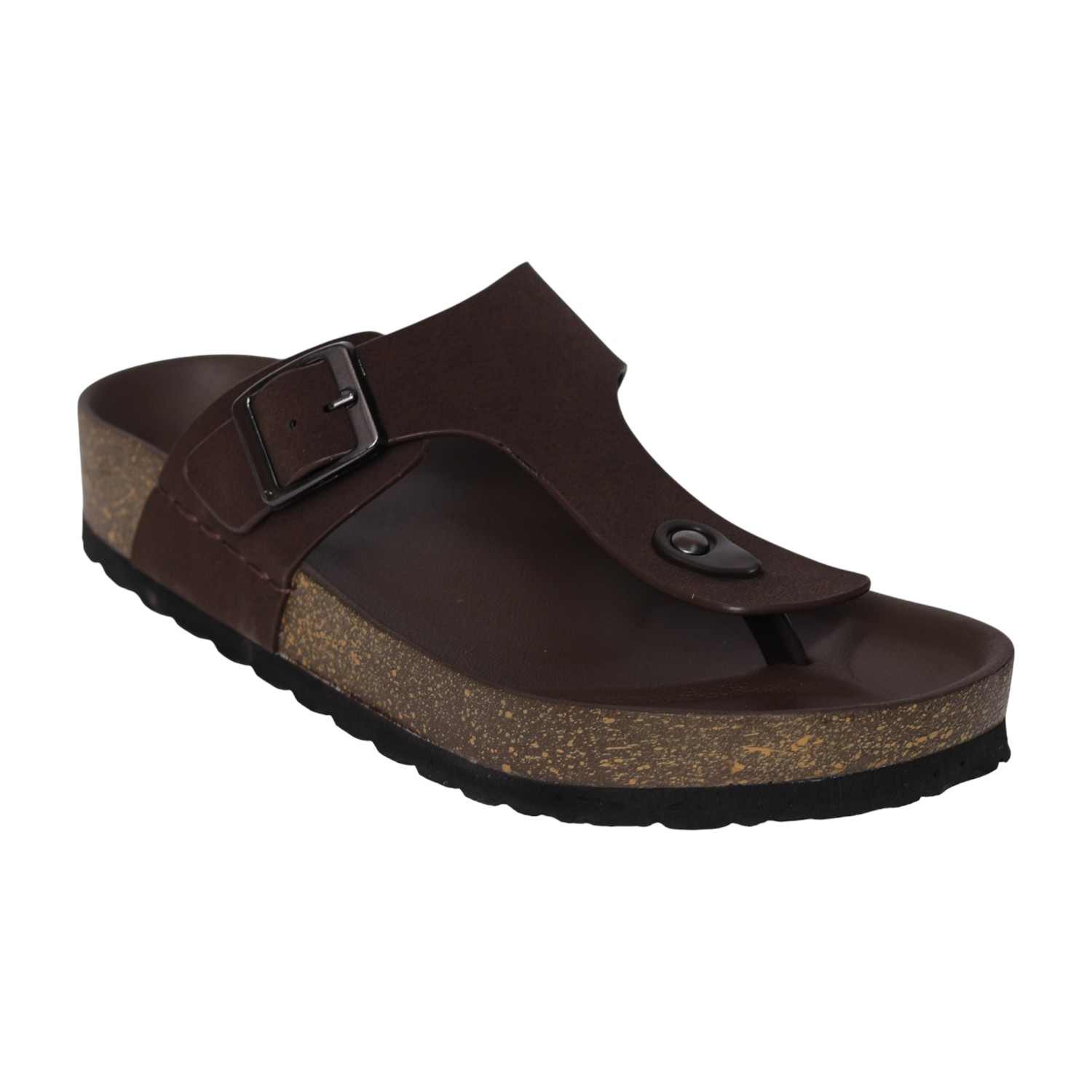 Casual Men’s Brown Sandals with Buckle Strap