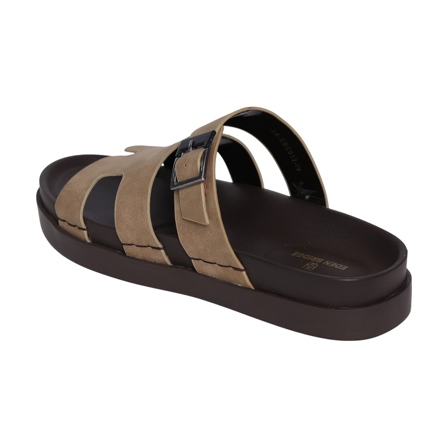 Men Beige H-Strap Casual Slides