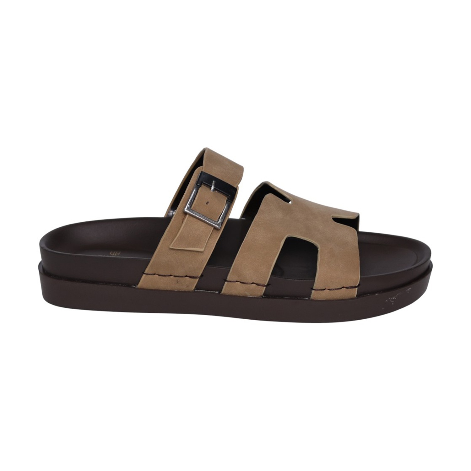 Men Beige H-Strap Casual Slides