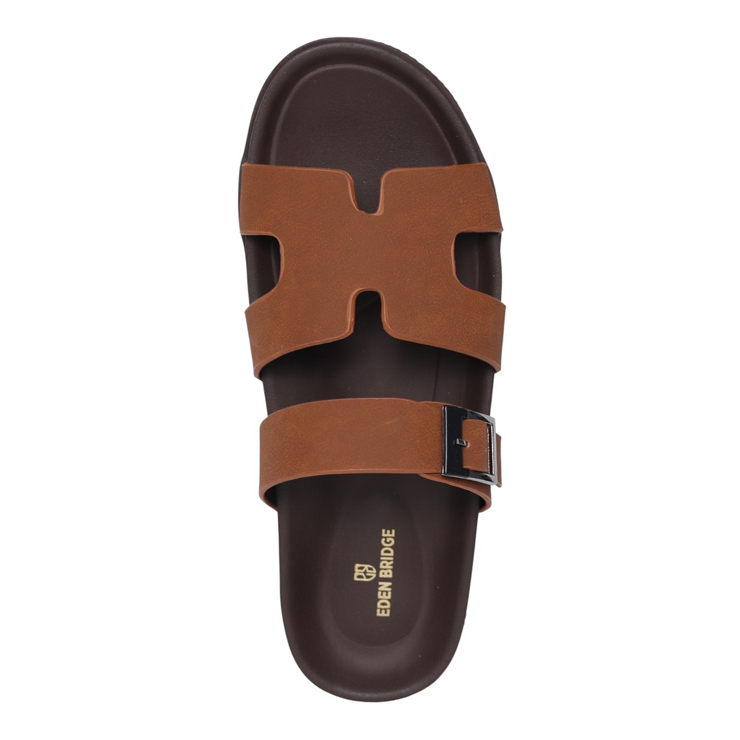 Men Tan H-Strap Casual Slides