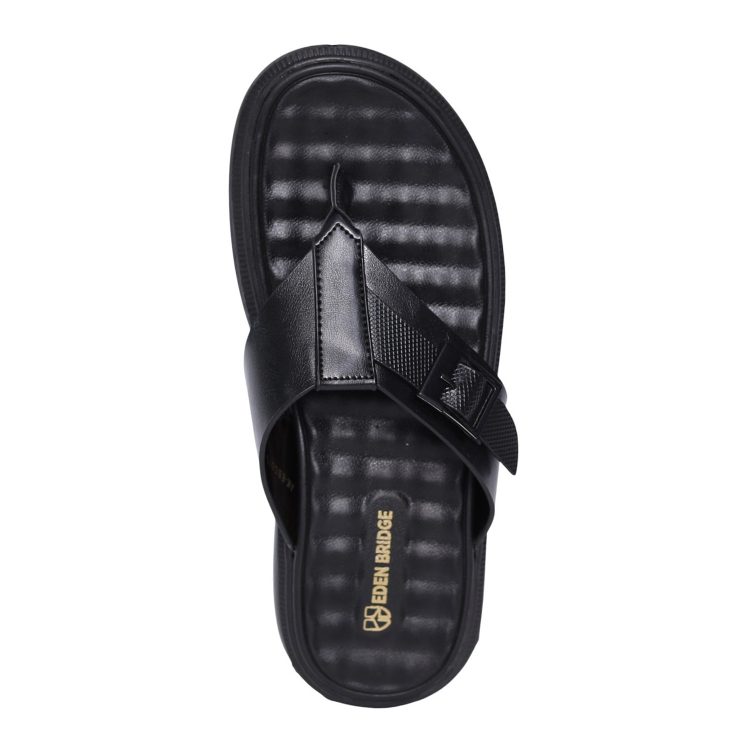 Men Black Metro Buckle Comfort Sandals