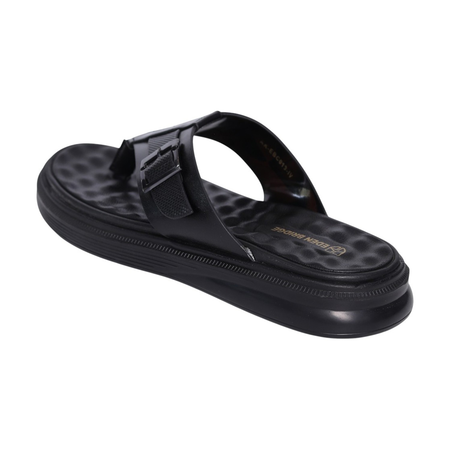 Men Black Metro Buckle Comfort Sandals