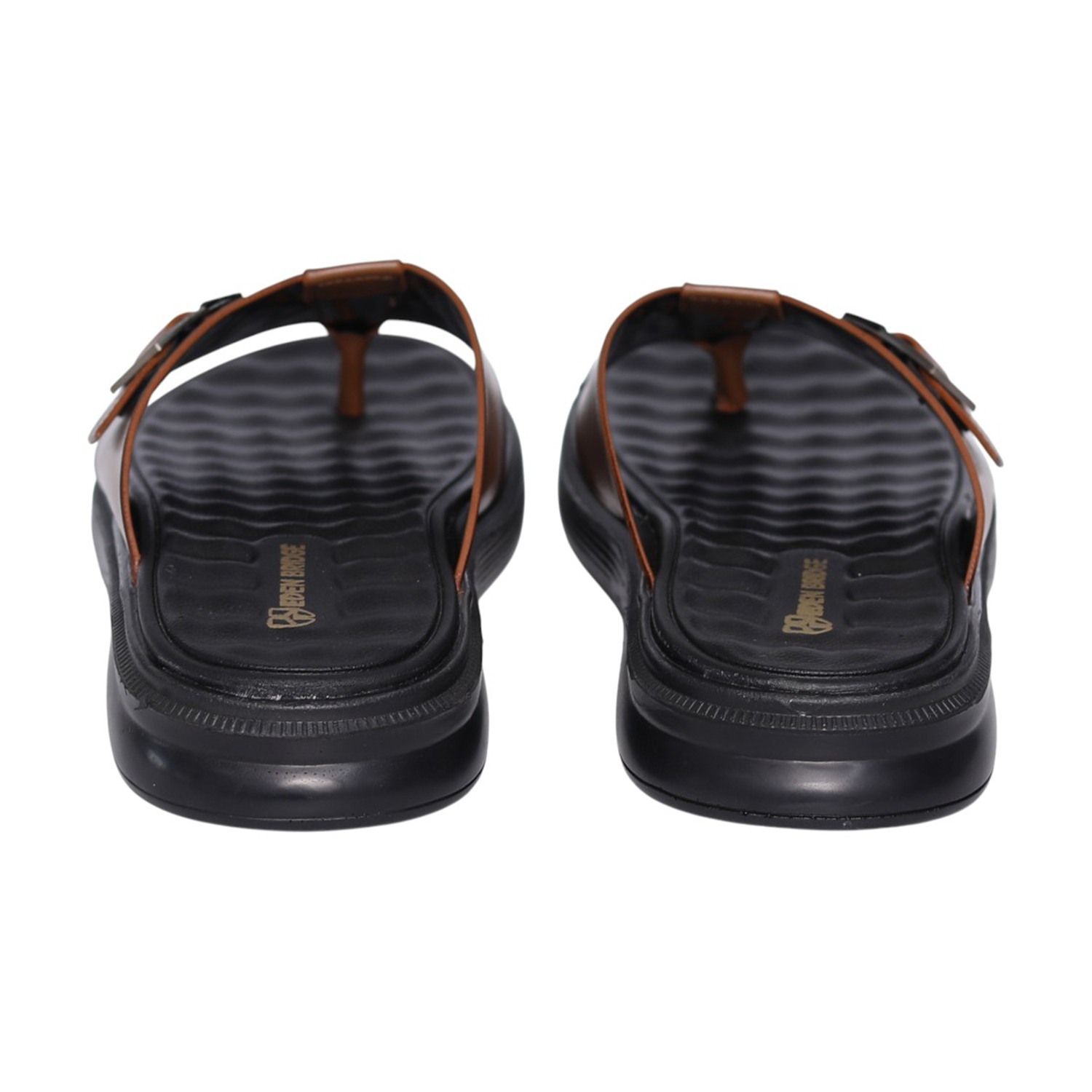 Men Tan Metro Buckle Comfort Sandals