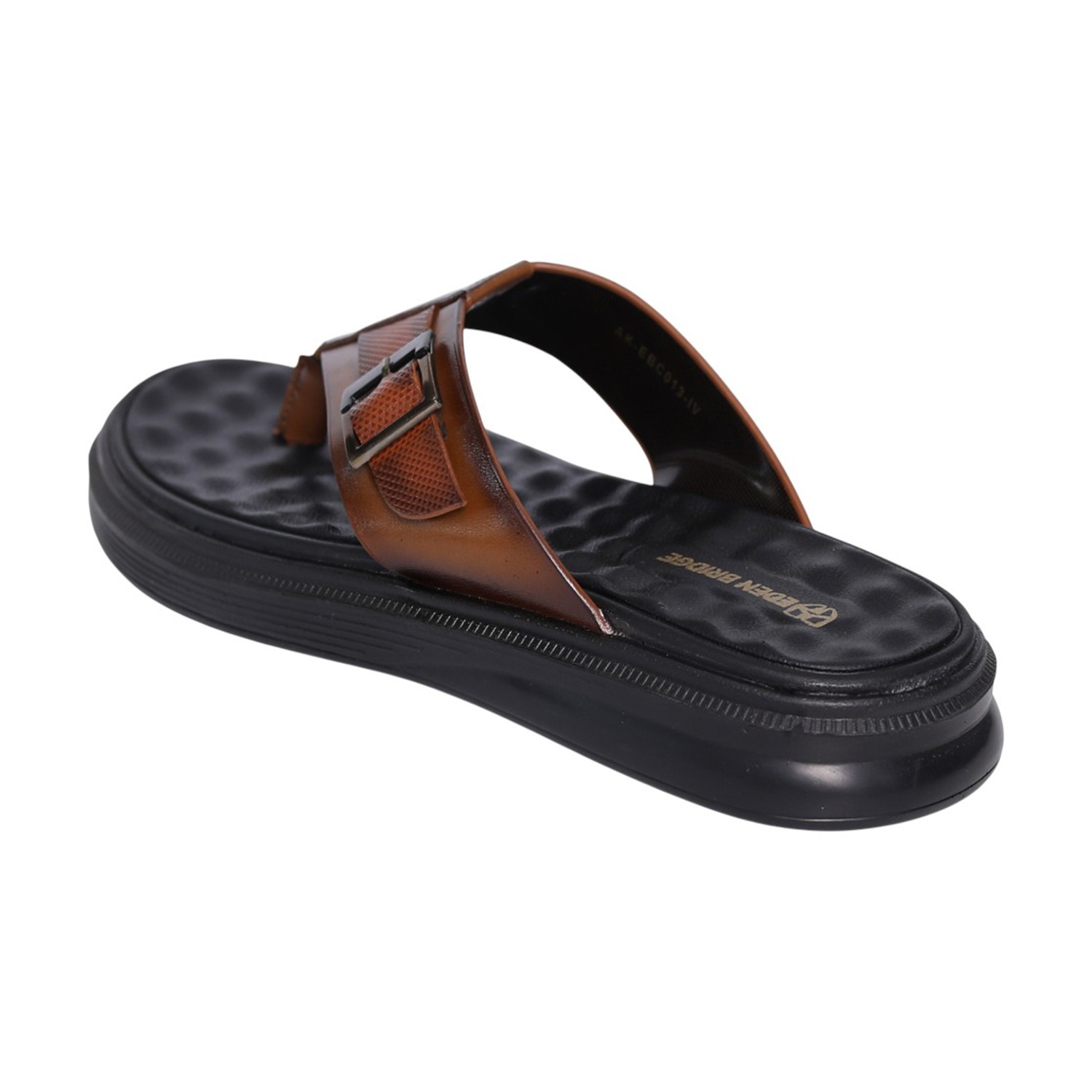 Men Tan Metro Buckle Comfort Sandals