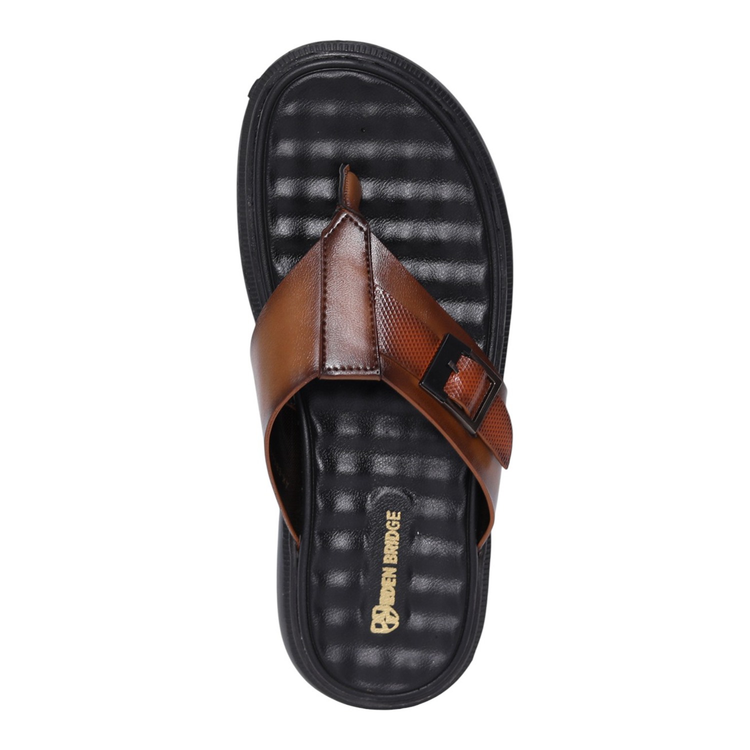 Men Tan Metro Buckle Comfort Sandals