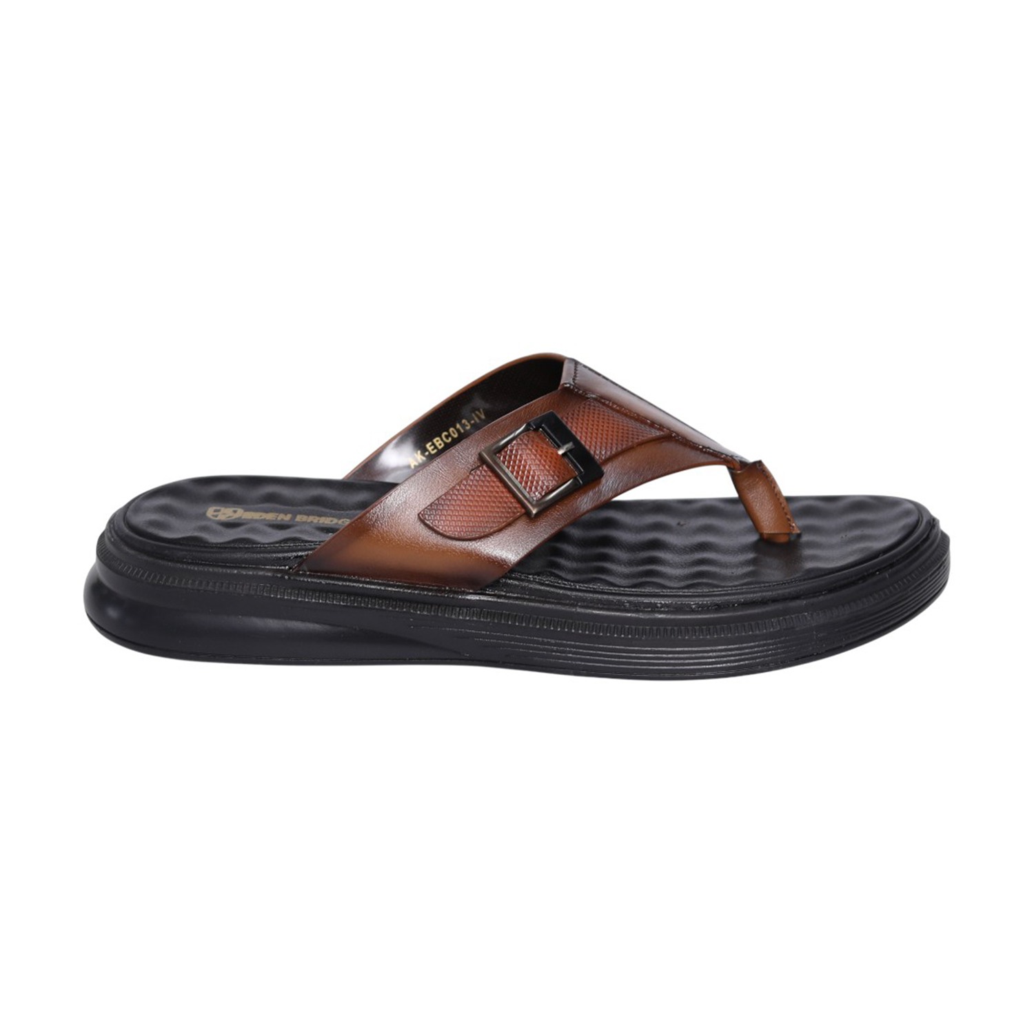 Men Tan Metro Buckle Comfort Sandals