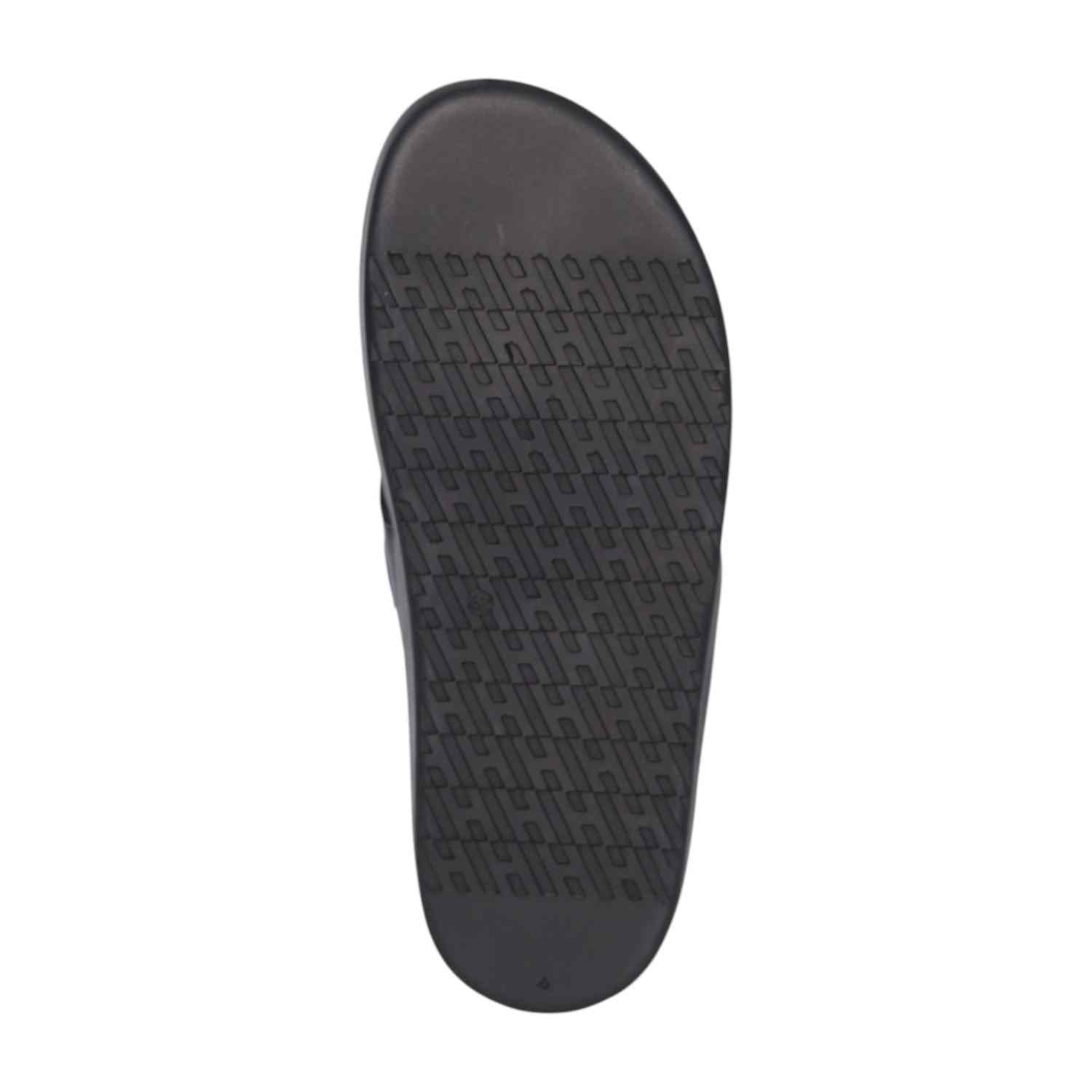 Men Black Leather Comfort Toe-Post Sandals