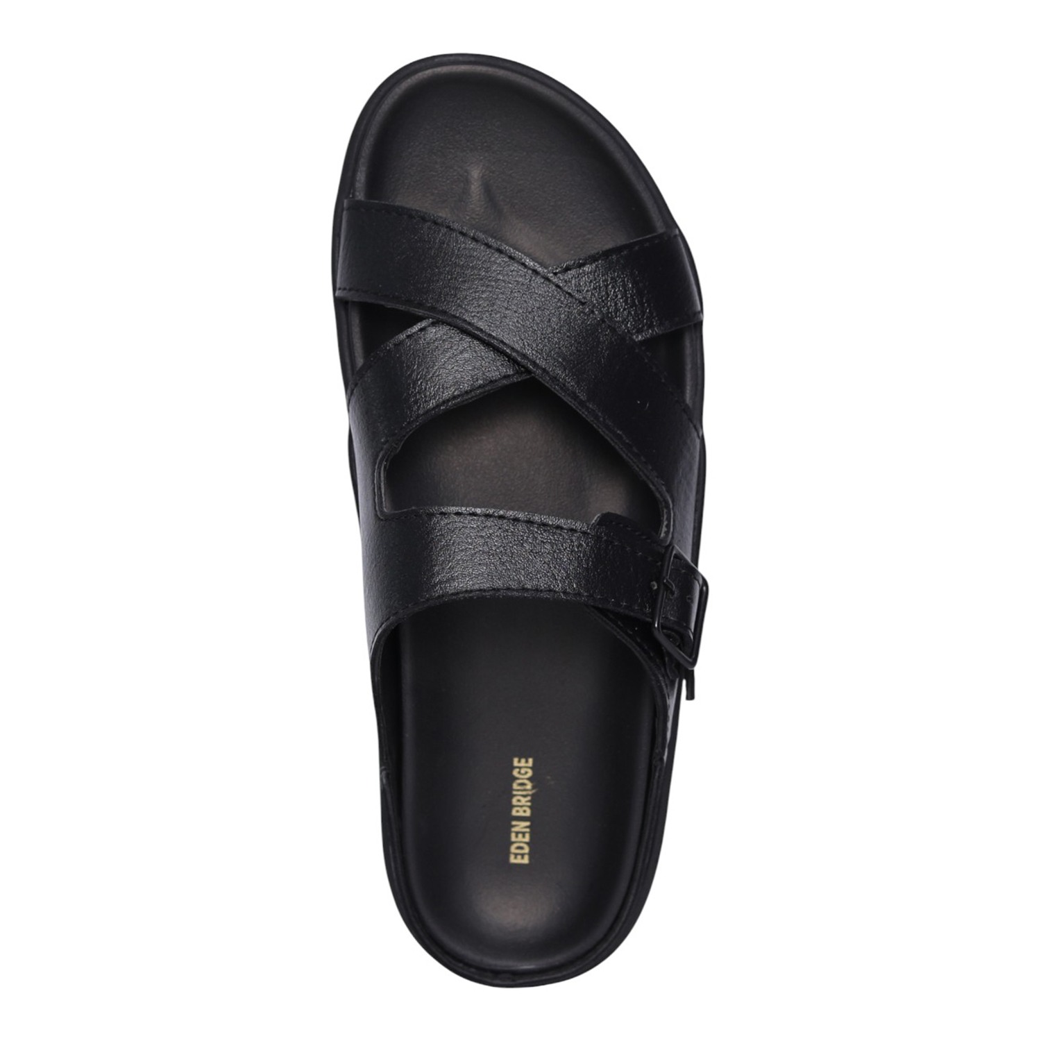Men's Black Cross-Strap Comfort Sandals