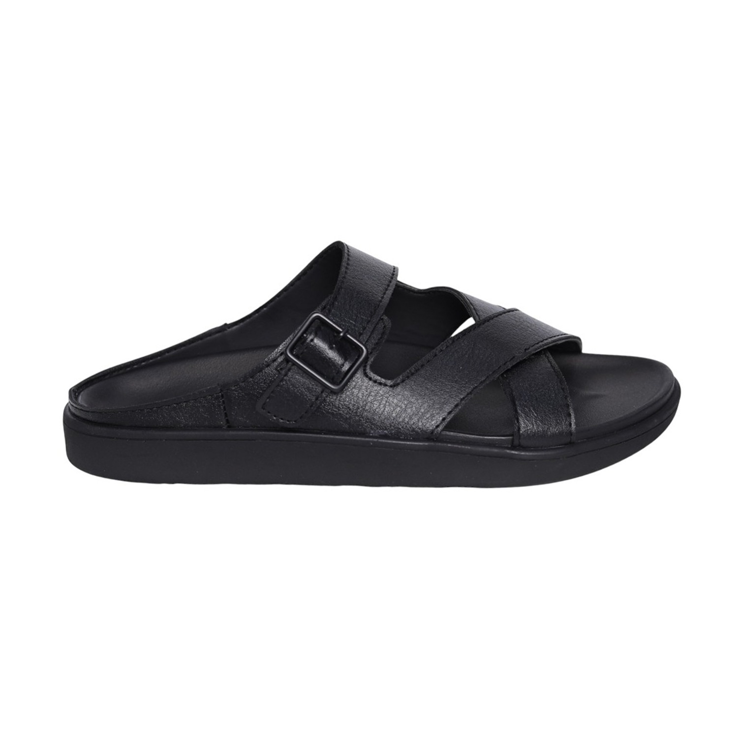 Men's Black Cross-Strap Comfort Sandals