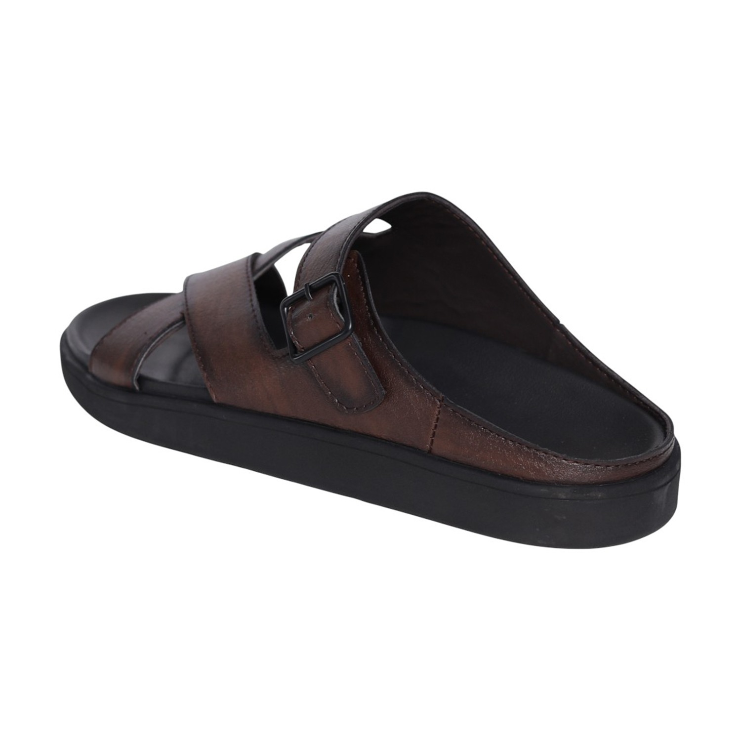 Men's Brown Cross-Strap Comfort Sandals