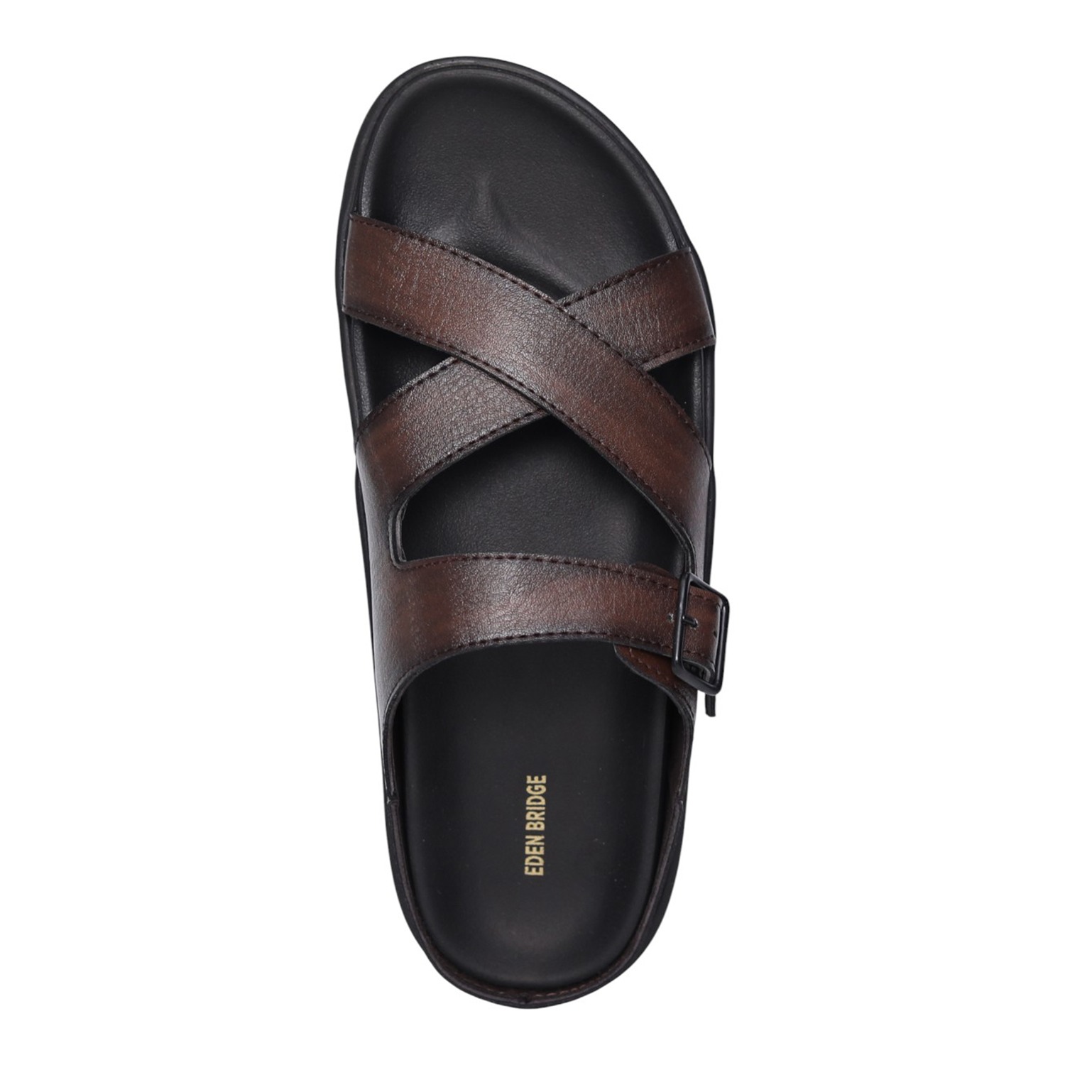 Men's Brown Cross-Strap Comfort Sandals