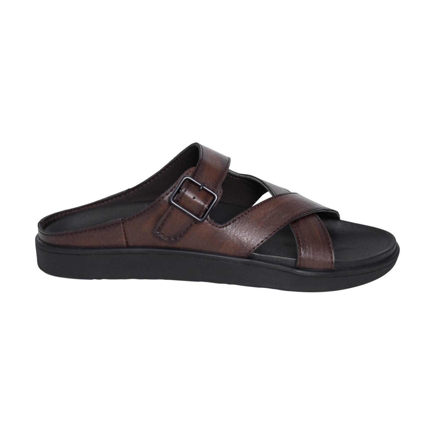 Men's Brown Cross-Strap Comfort Sandals