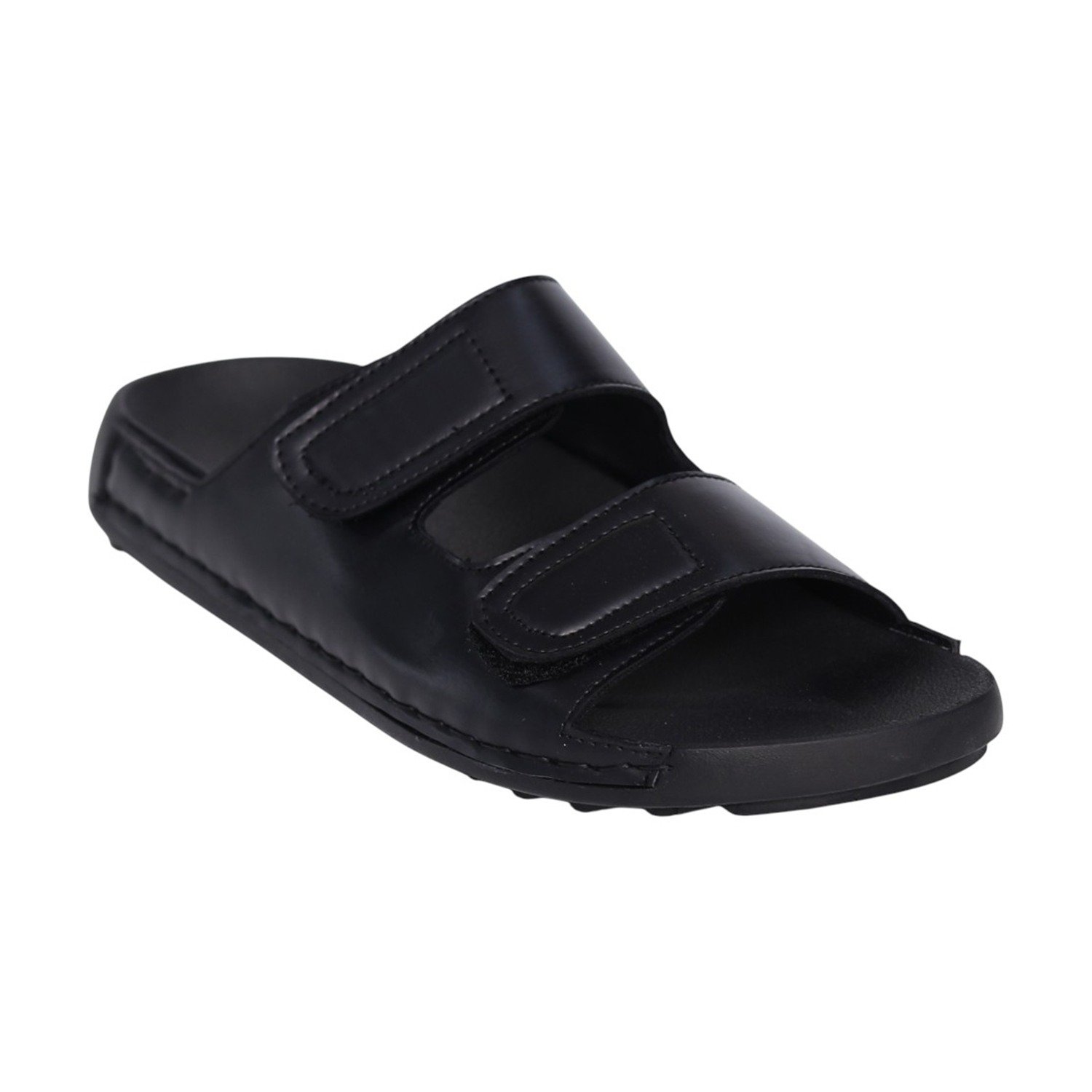 Men Black Double-Strap Comfort Sandals