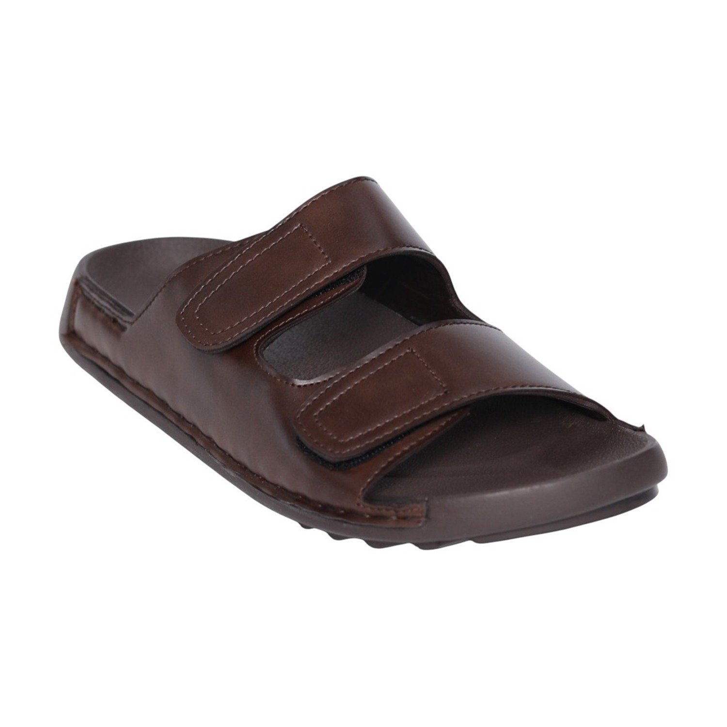 Men Brown Double-Strap Comfort Sandals