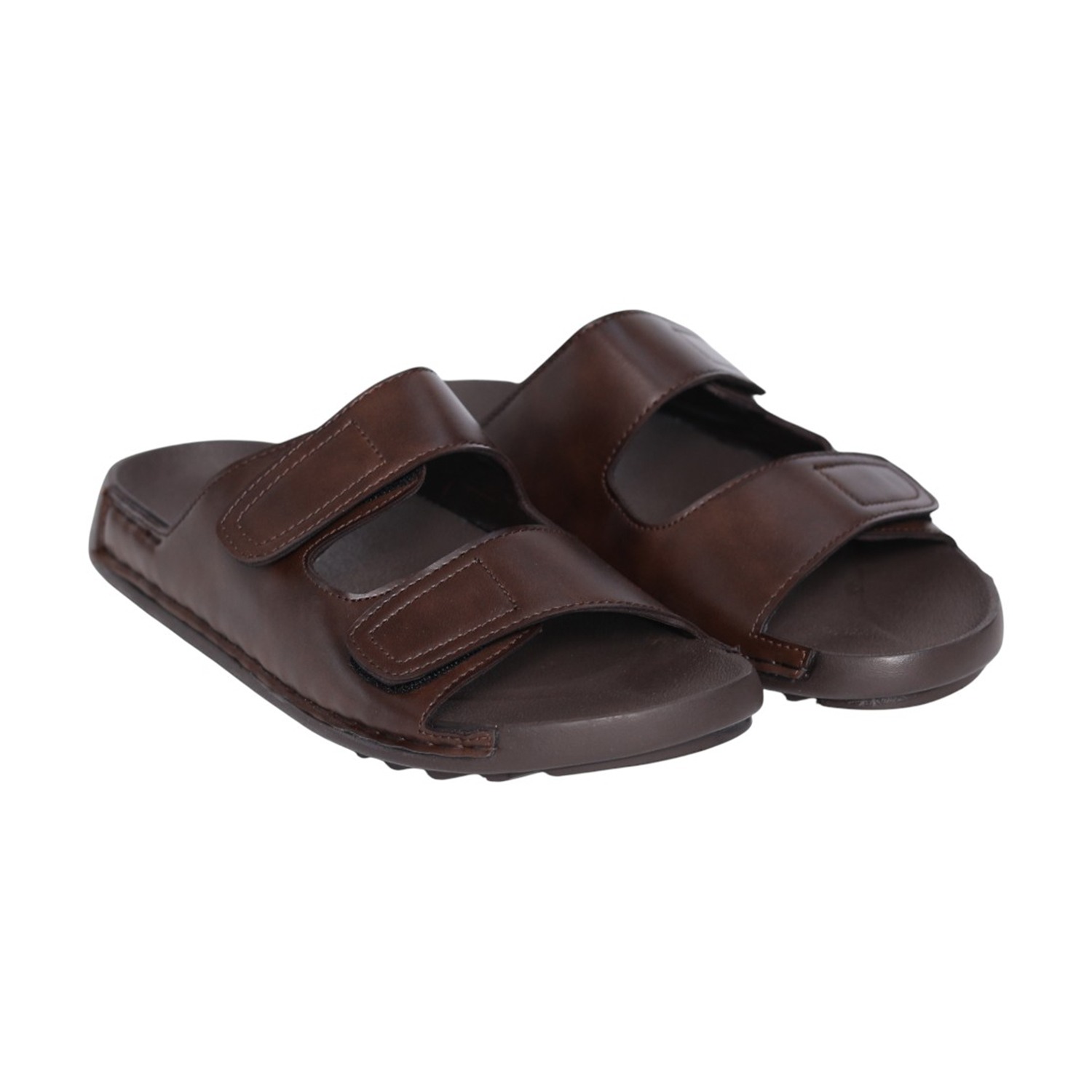Men Brown Double-Strap Comfort Sandals