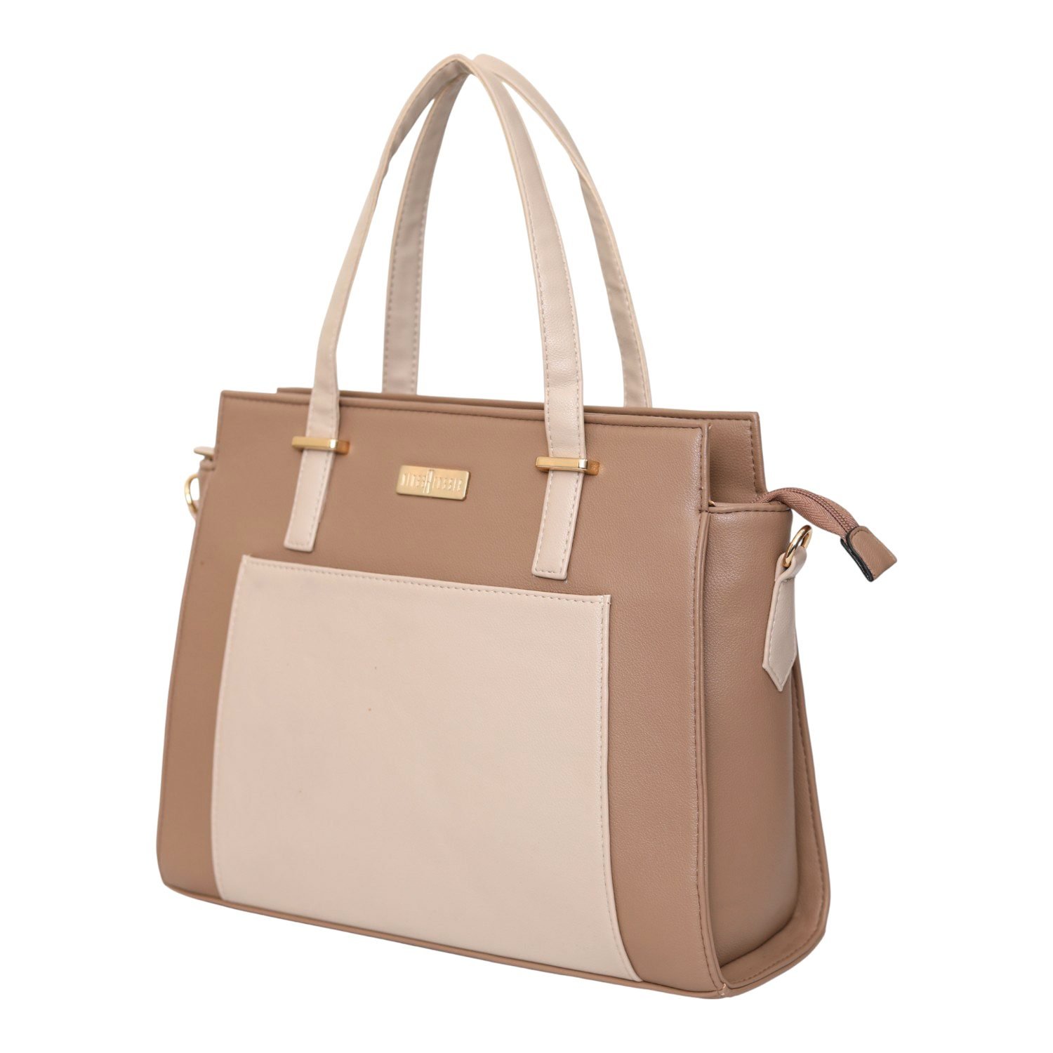 Mocha Cream Structured Handbag