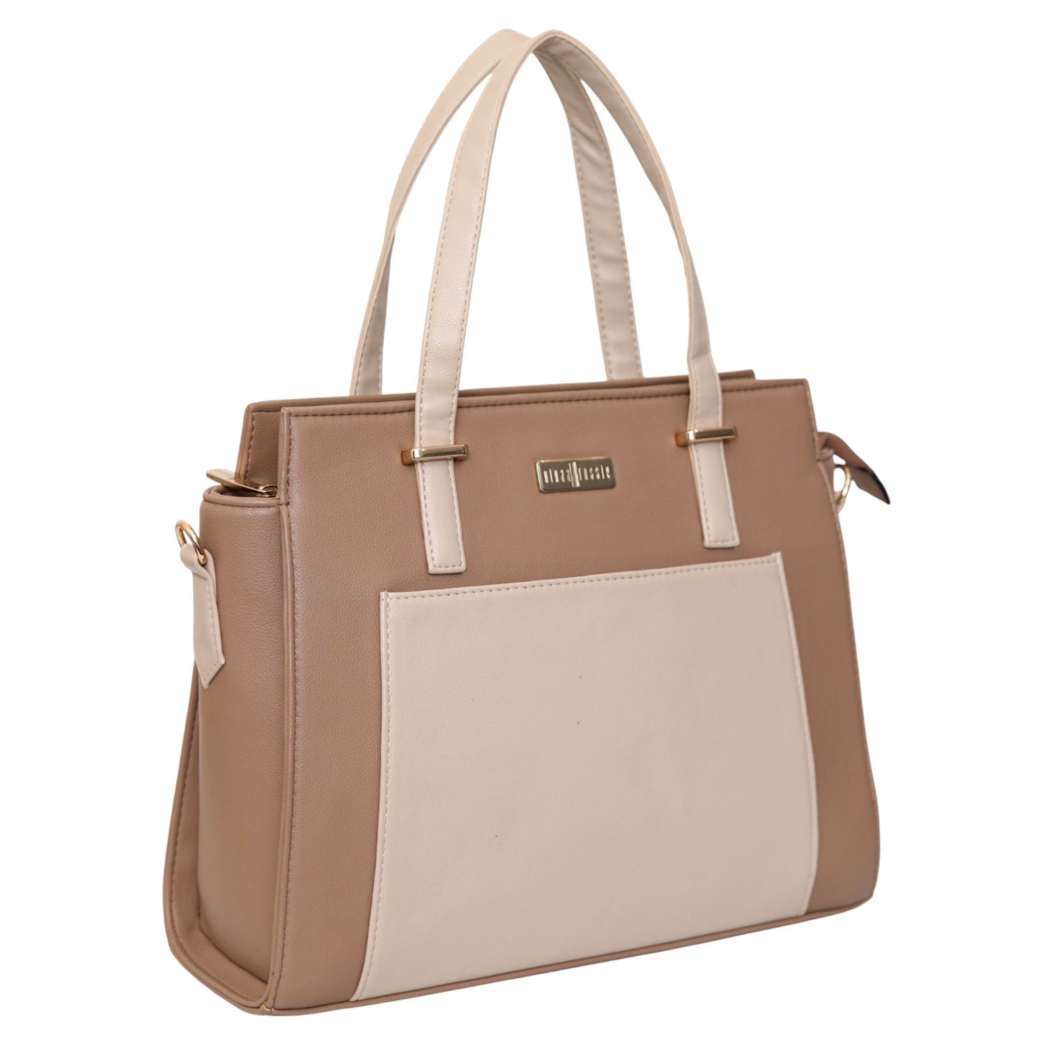 Mocha Cream Structured Handbag