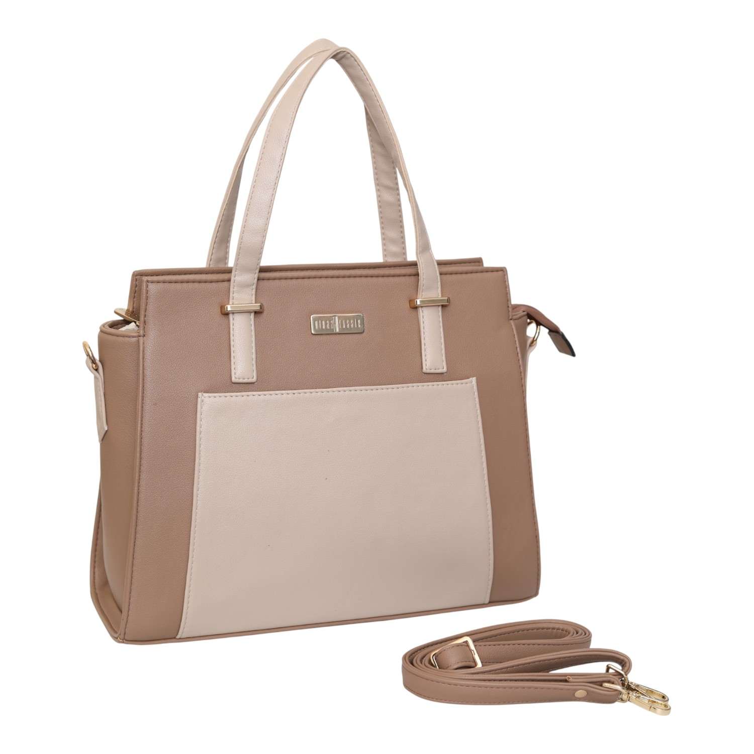Mocha Cream Structured Handbag