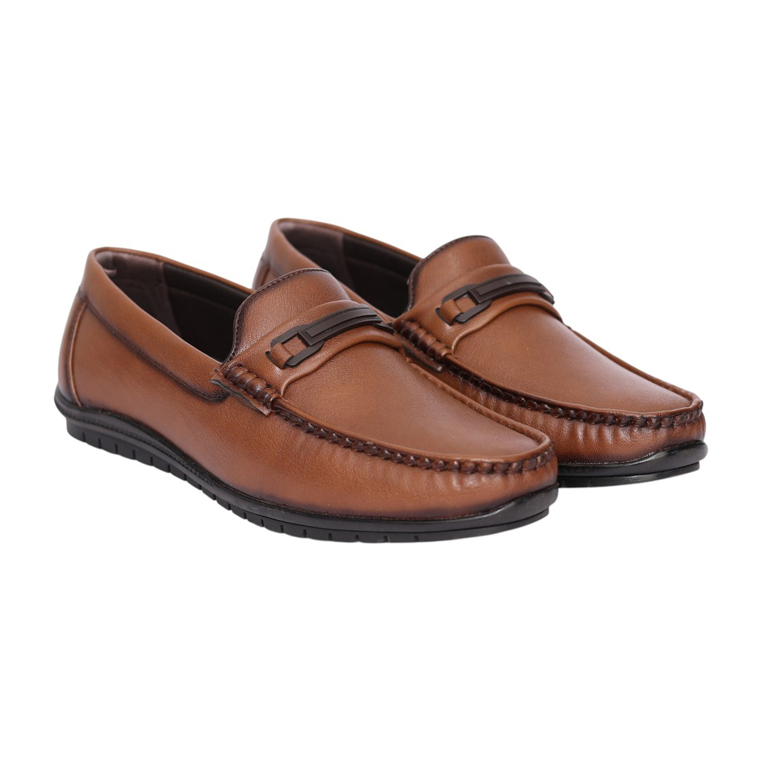 Men Tan Stratton Strap Loafers