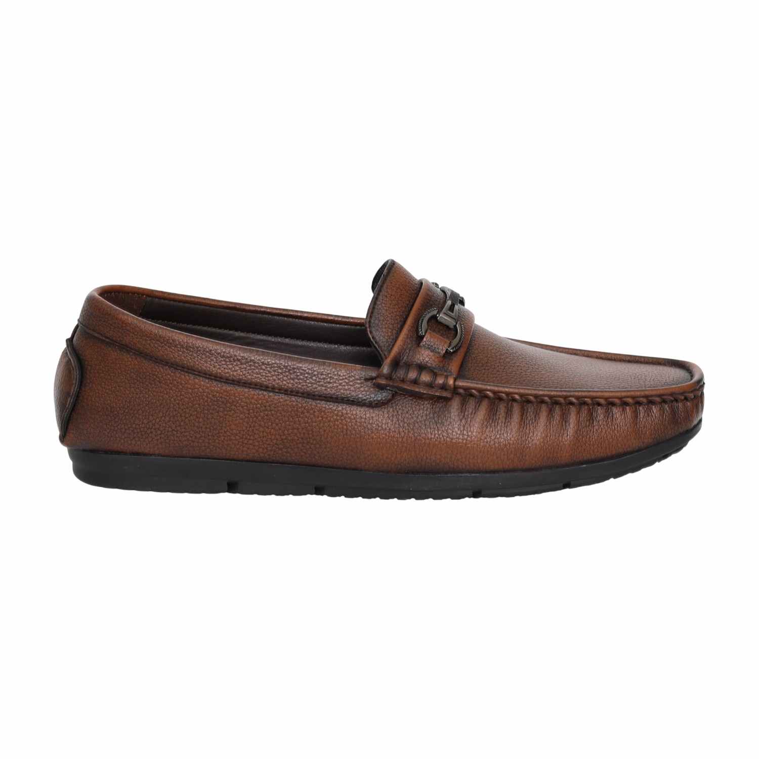 Men Tan Soft-Grain Comfort Loafers