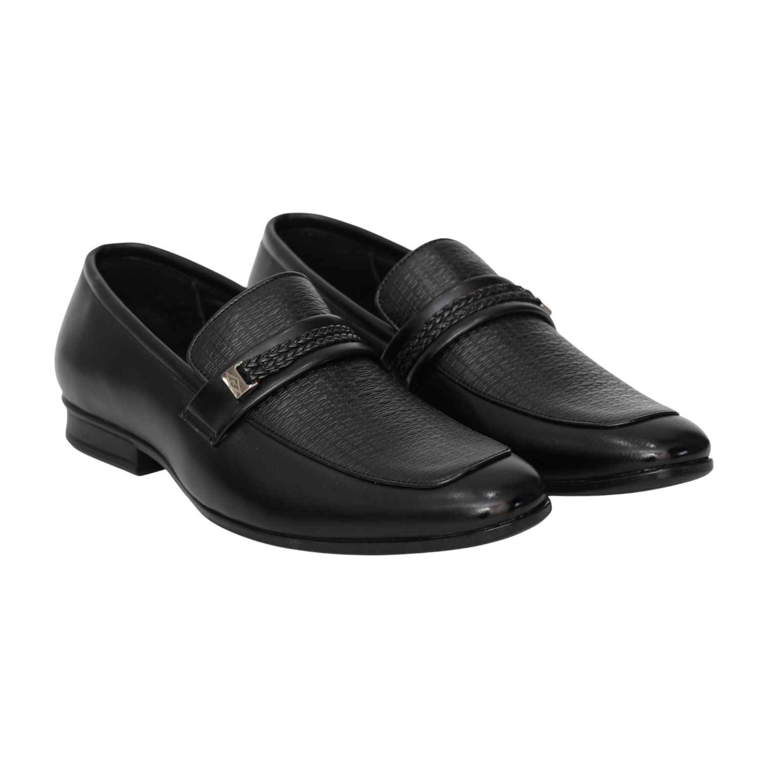 Men Black Signature Strap Office Loafers