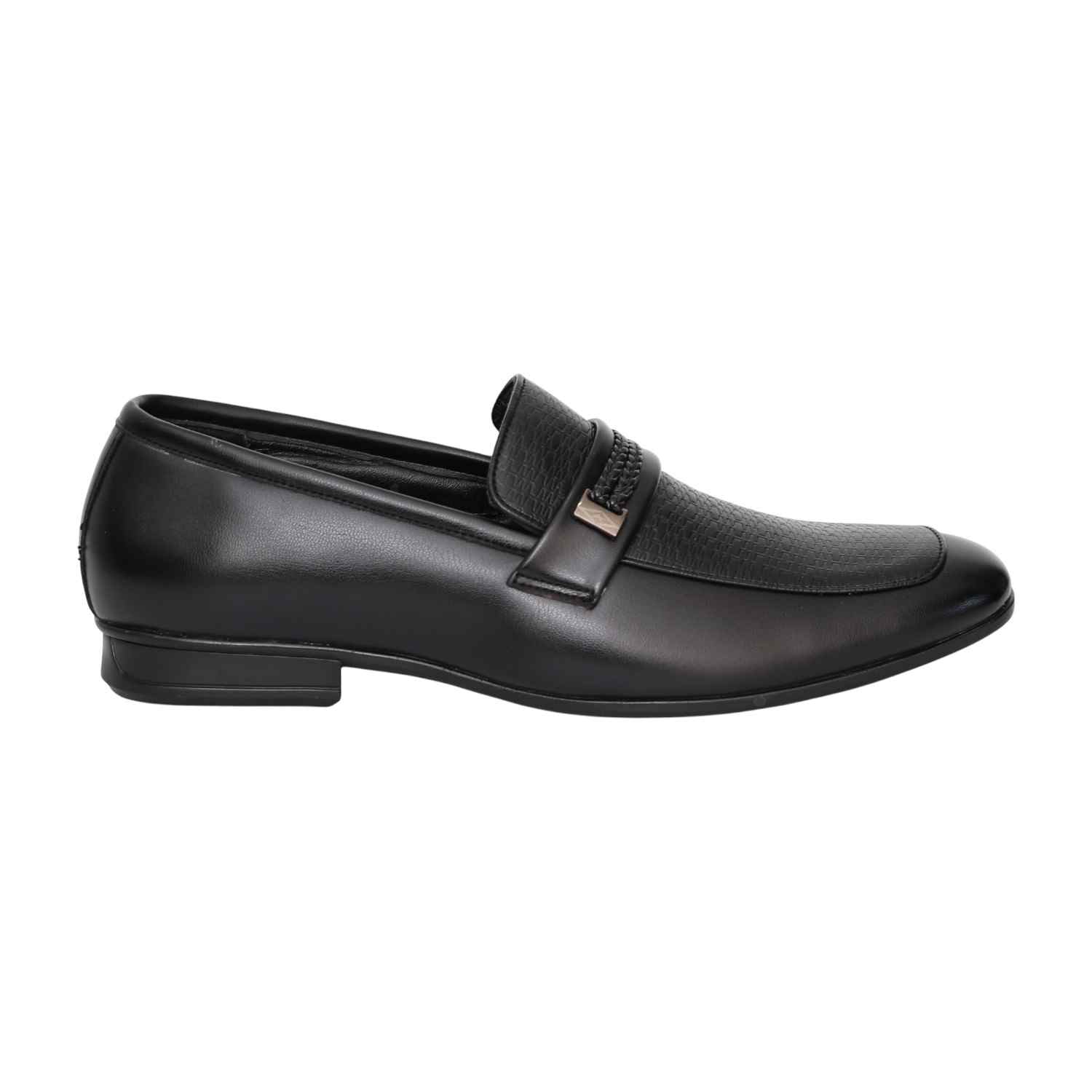 Men Black Signature Strap Office Loafers