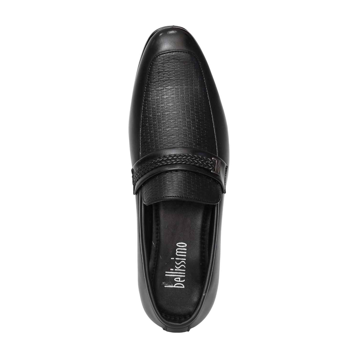 Men Black Signature Strap Office Loafers