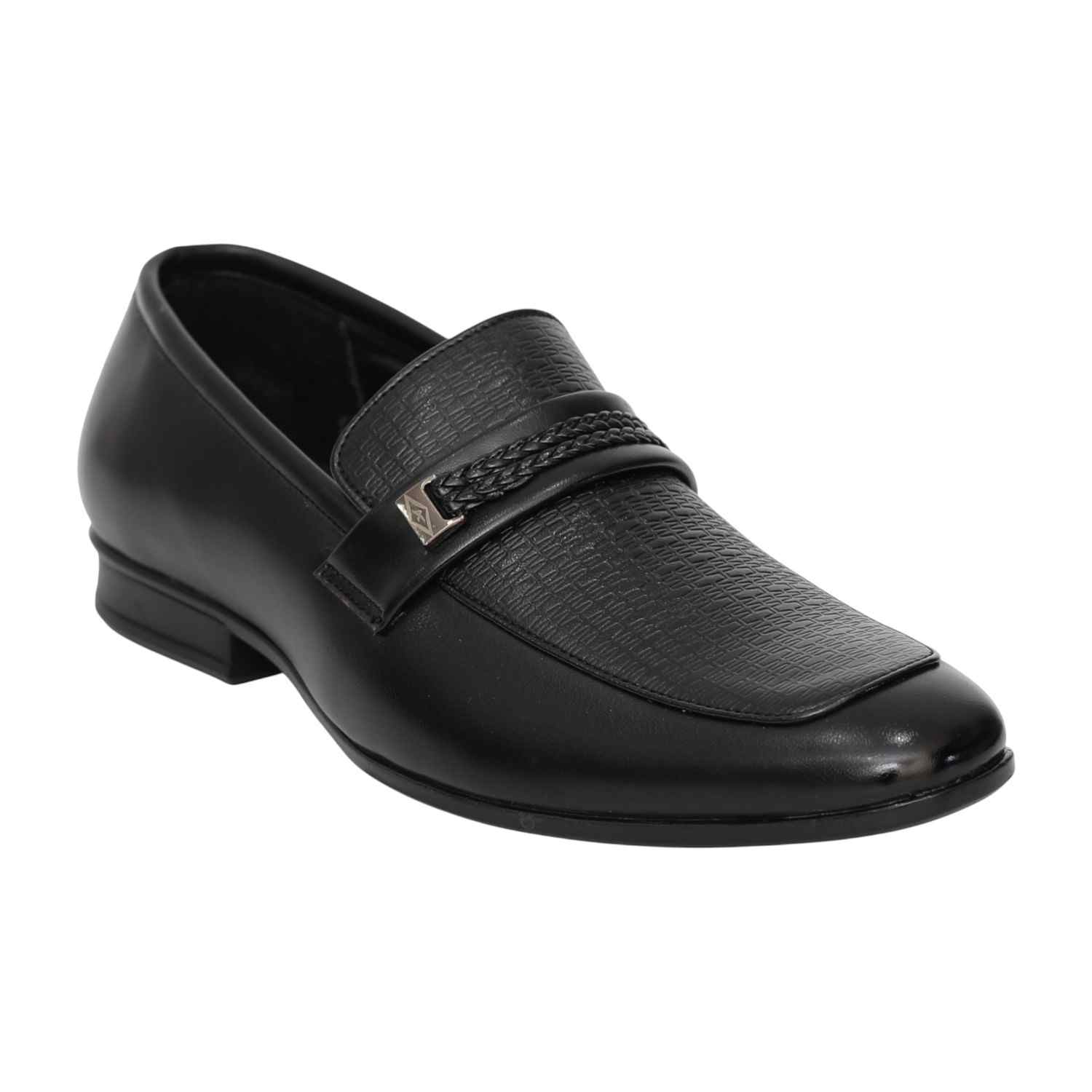 Men Black Signature Strap Office Loafers