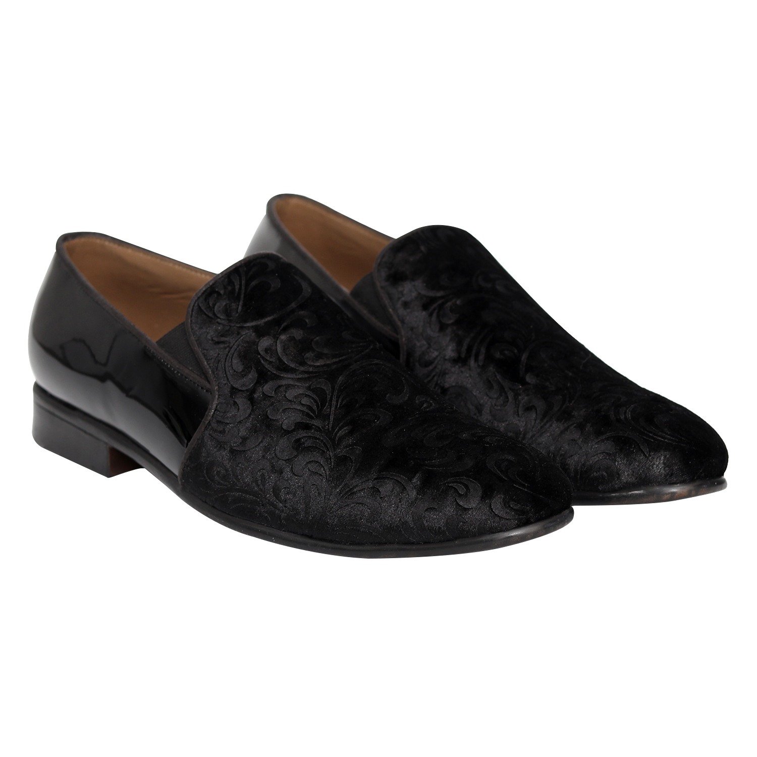 Men Black Elegant Patterned Party Loafers