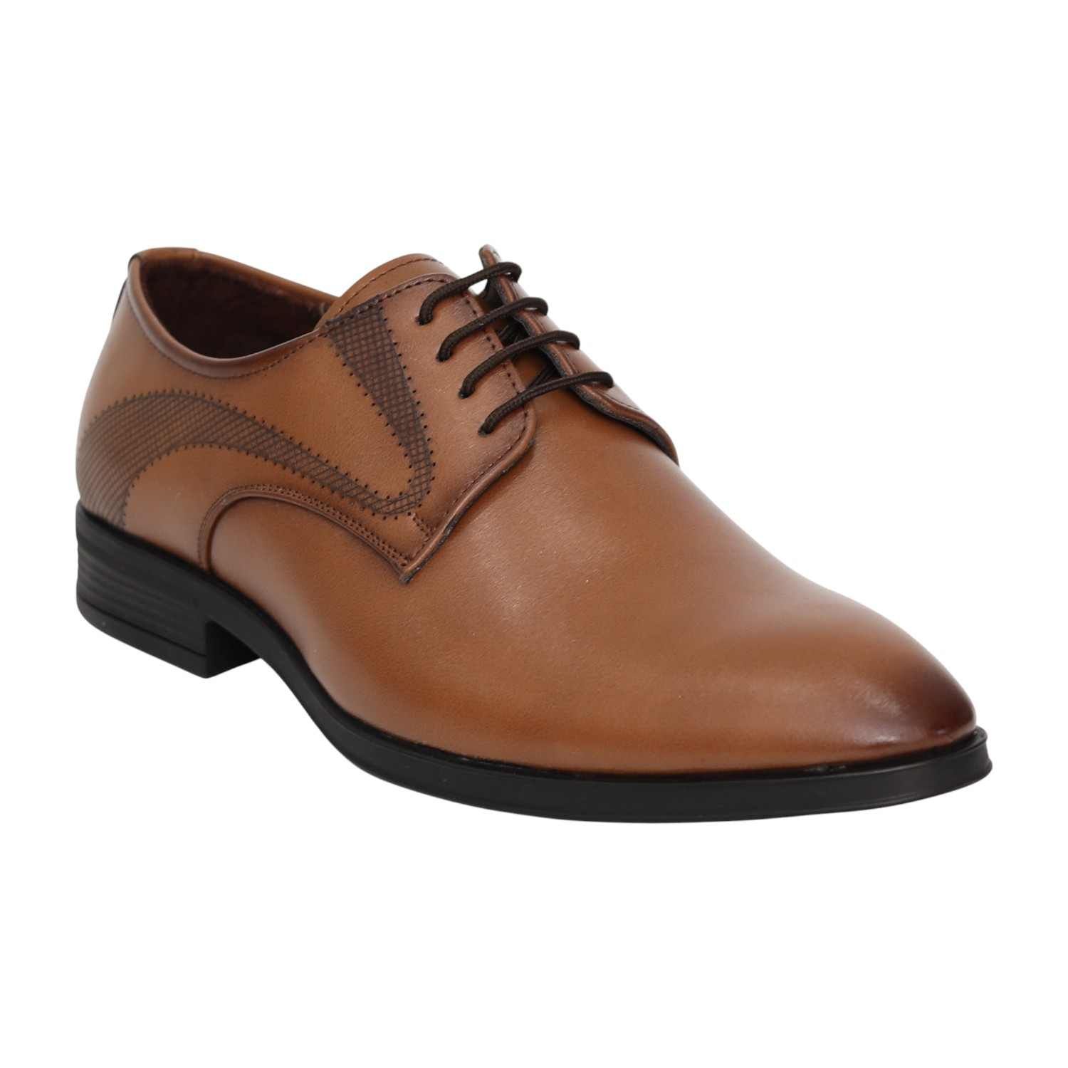 Men Tan Smart Office Lace-Up Shoes