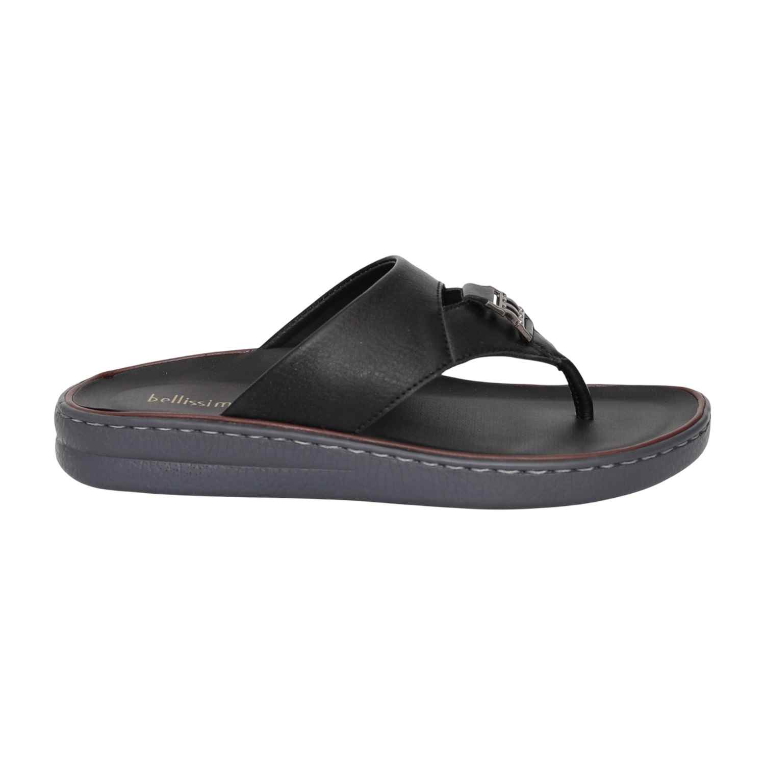 Men Black Streetwear-Inspired Thong Sandals